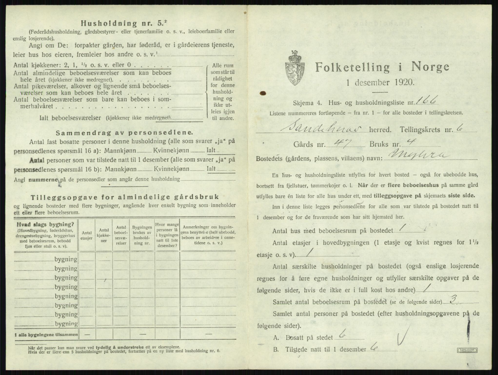 SAKO, 1920 census for Sandeherred, 1920, p. 1444