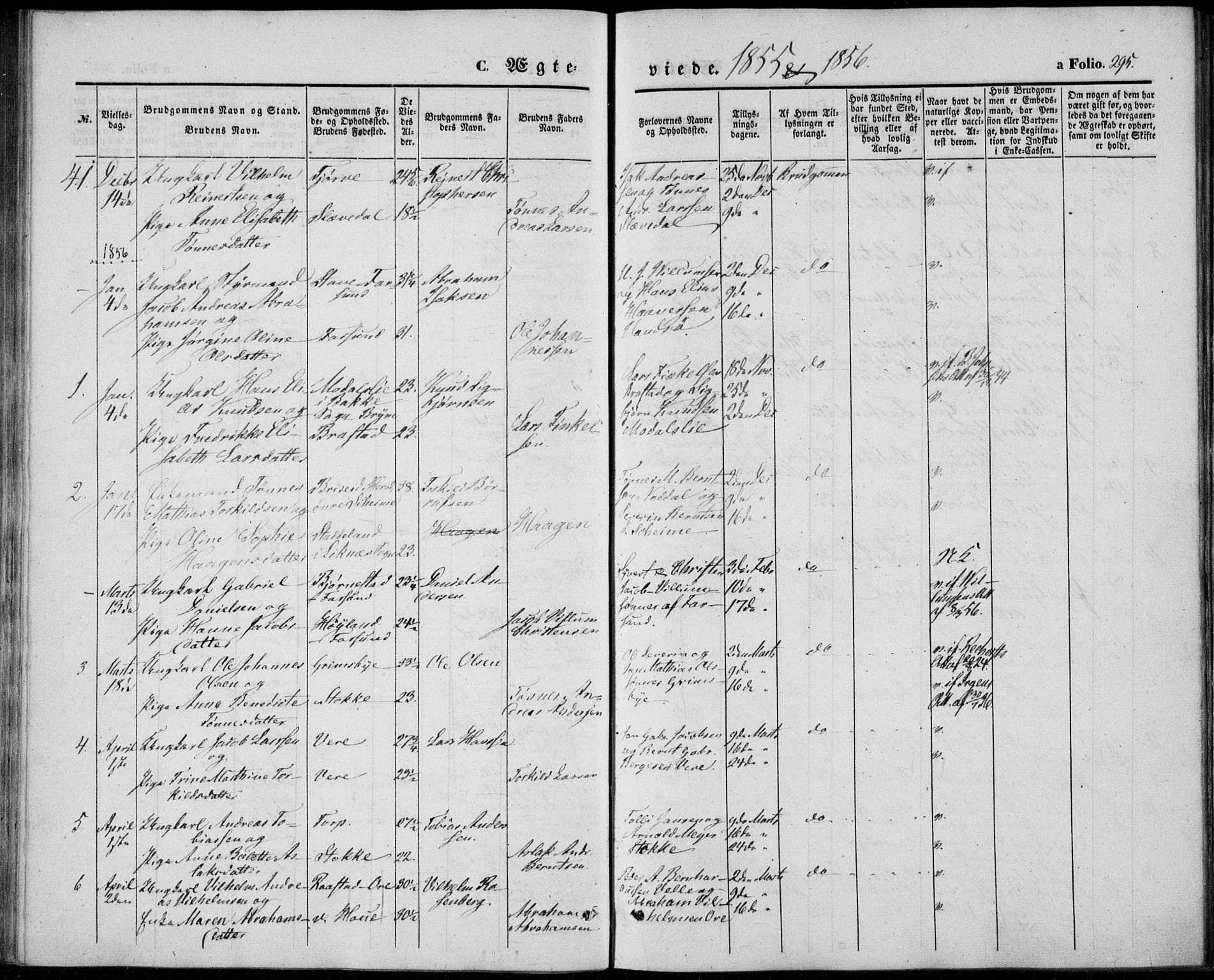 Lista sokneprestkontor, AV/SAK-1111-0027/F/Fb/L0002: Parish register (copy) no. B 2, 1847-1862, p. 295