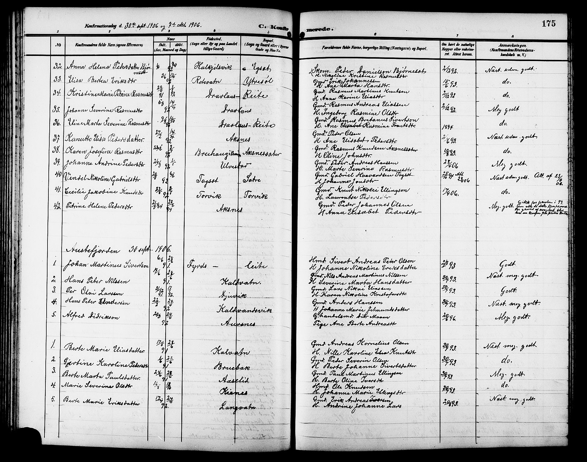 Ministerialprotokoller, klokkerbøker og fødselsregistre - Møre og Romsdal, AV/SAT-A-1454/511/L0159: Parish register (copy) no. 511C05, 1902-1920, p. 175