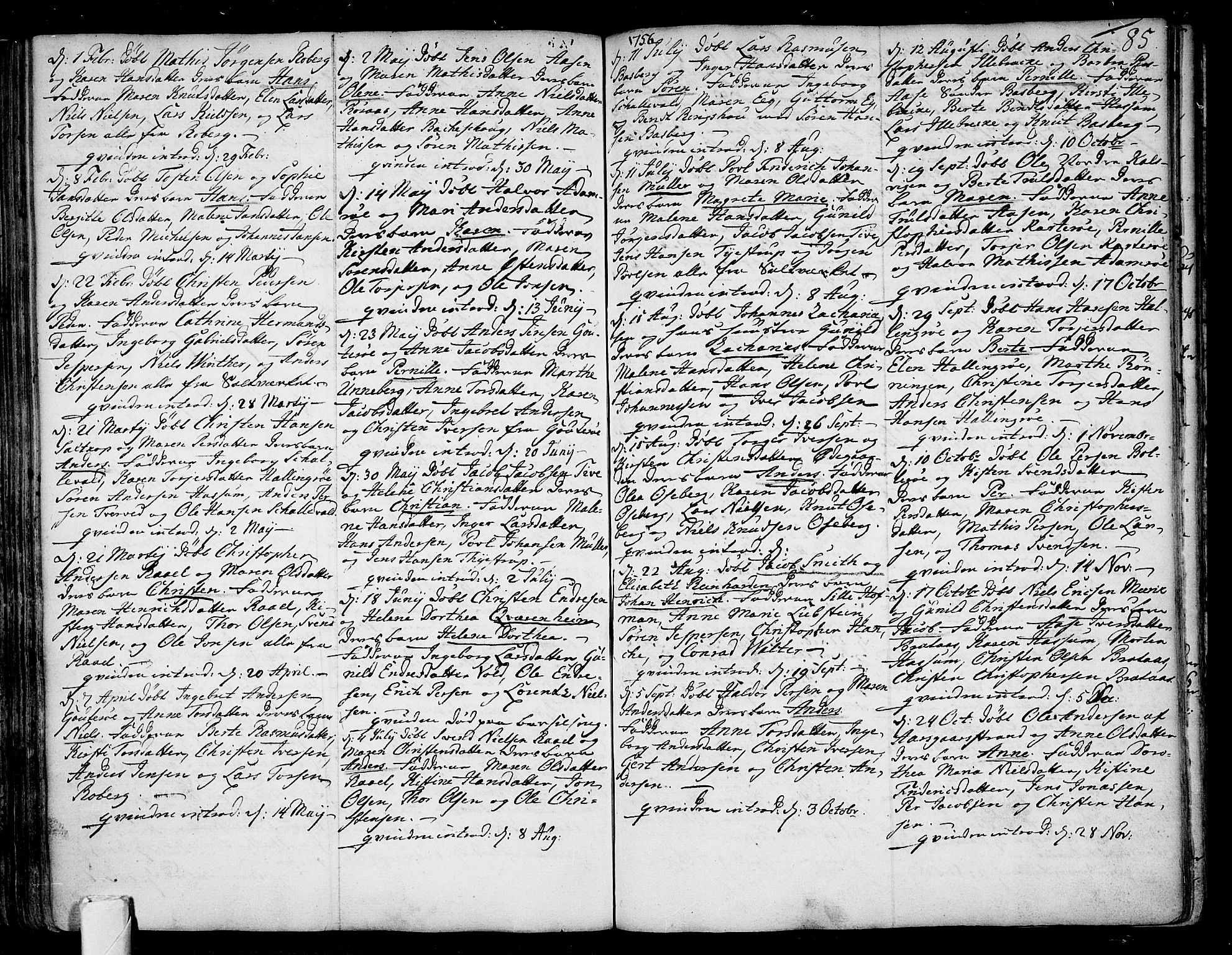 Sem kirkebøker, SAKO/A-5/F/Fb/L0001: Parish register (official) no. II 1, 1702-1764, p. 85