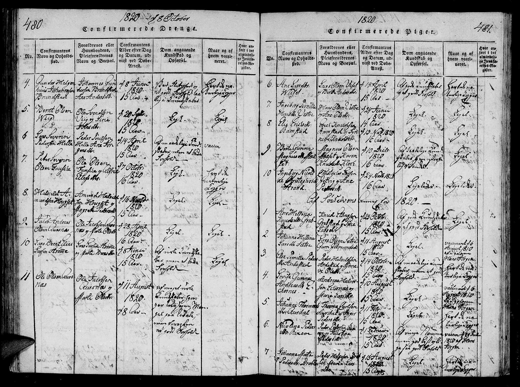 Ministerialprotokoller, klokkerbøker og fødselsregistre - Møre og Romsdal, SAT/A-1454/522/L0310: Parish register (official) no. 522A05, 1816-1832, p. 480-481