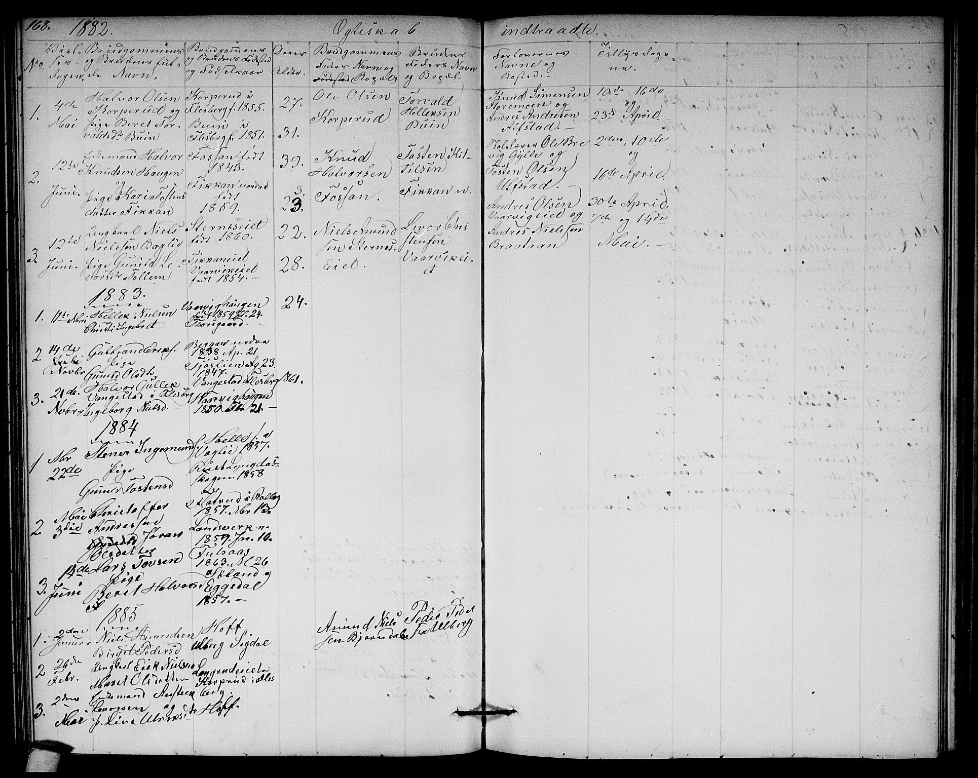 Rollag kirkebøker, SAKO/A-240/G/Ga/L0003: Parish register (copy) no. I 3, 1856-1887, p. 168