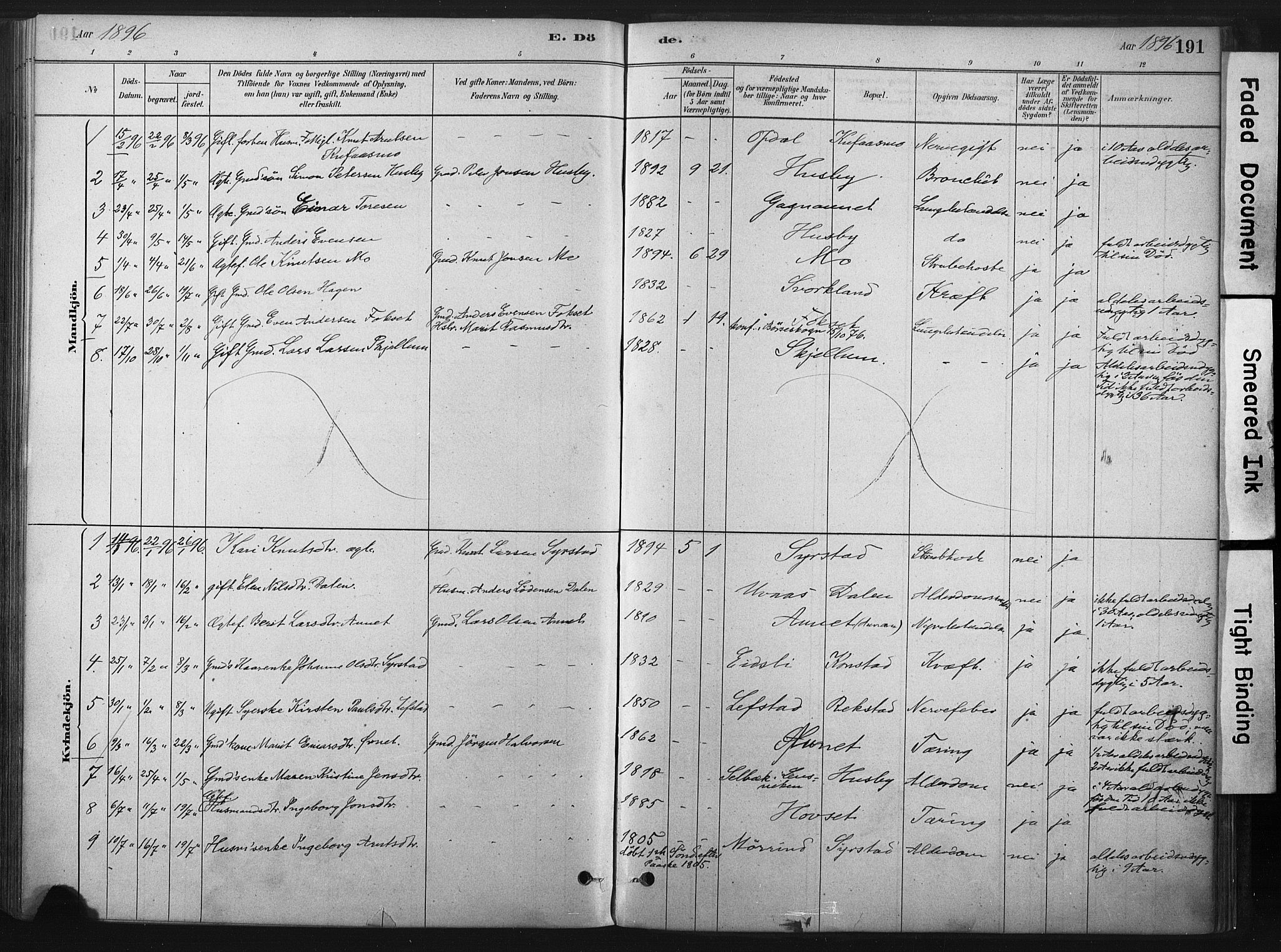 Ministerialprotokoller, klokkerbøker og fødselsregistre - Sør-Trøndelag, SAT/A-1456/667/L0795: Parish register (official) no. 667A03, 1879-1907, p. 191