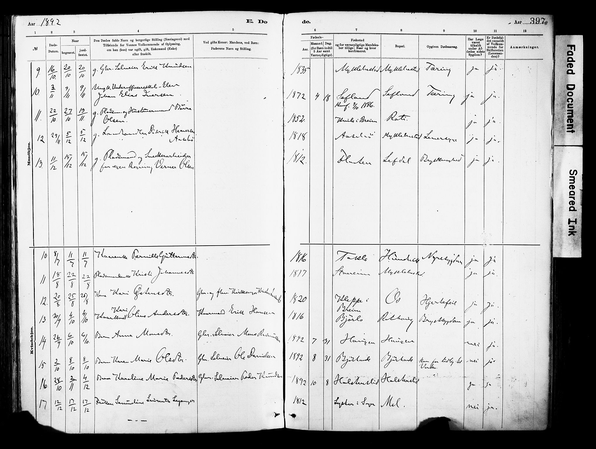 Eid sokneprestembete, AV/SAB-A-82301/H/Haa/Haab/L0001: Parish register (official) no. B 1, 1879-1906, p. 397