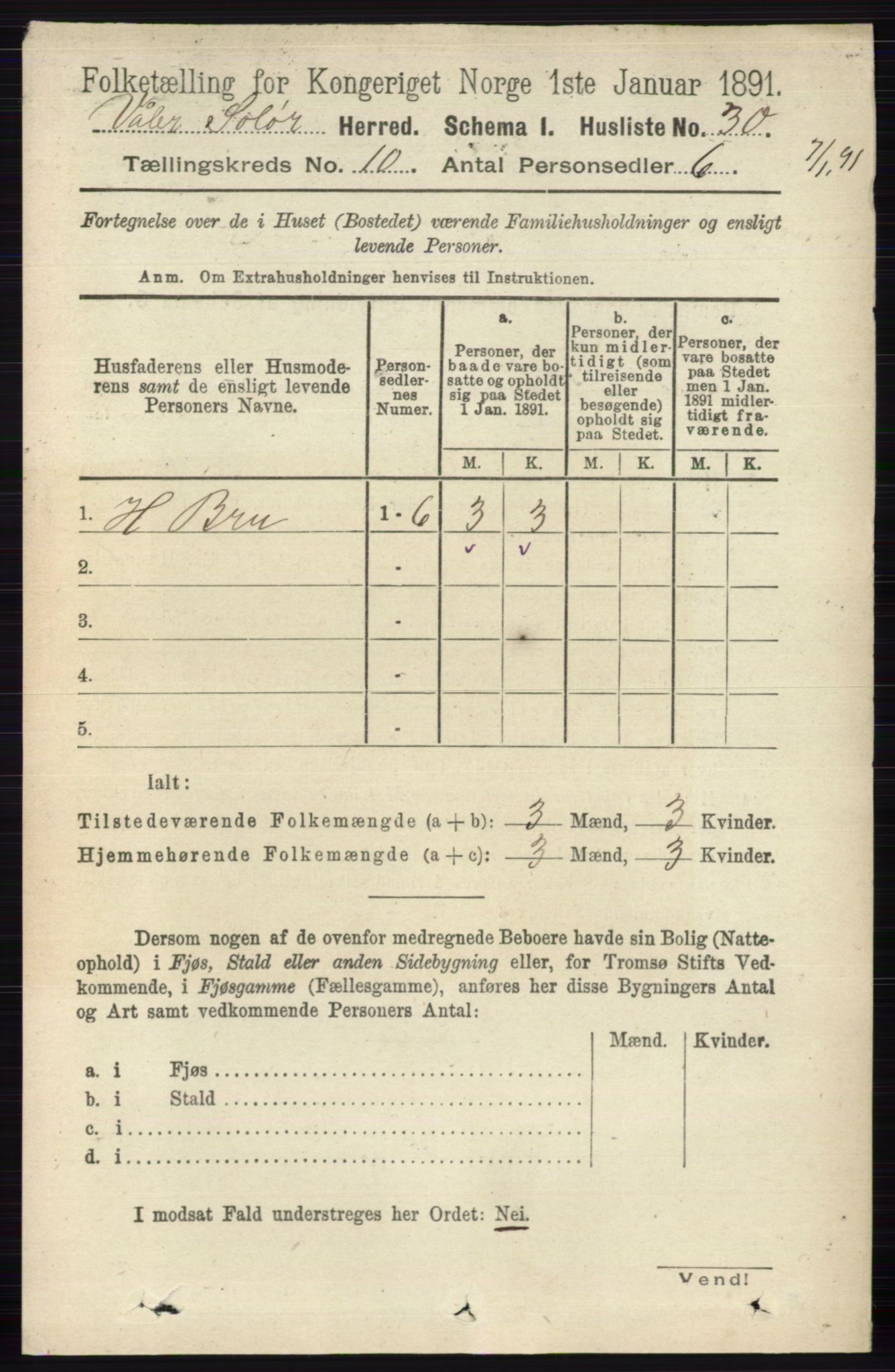 RA, 1891 census for 0426 Våler, 1891, p. 4146