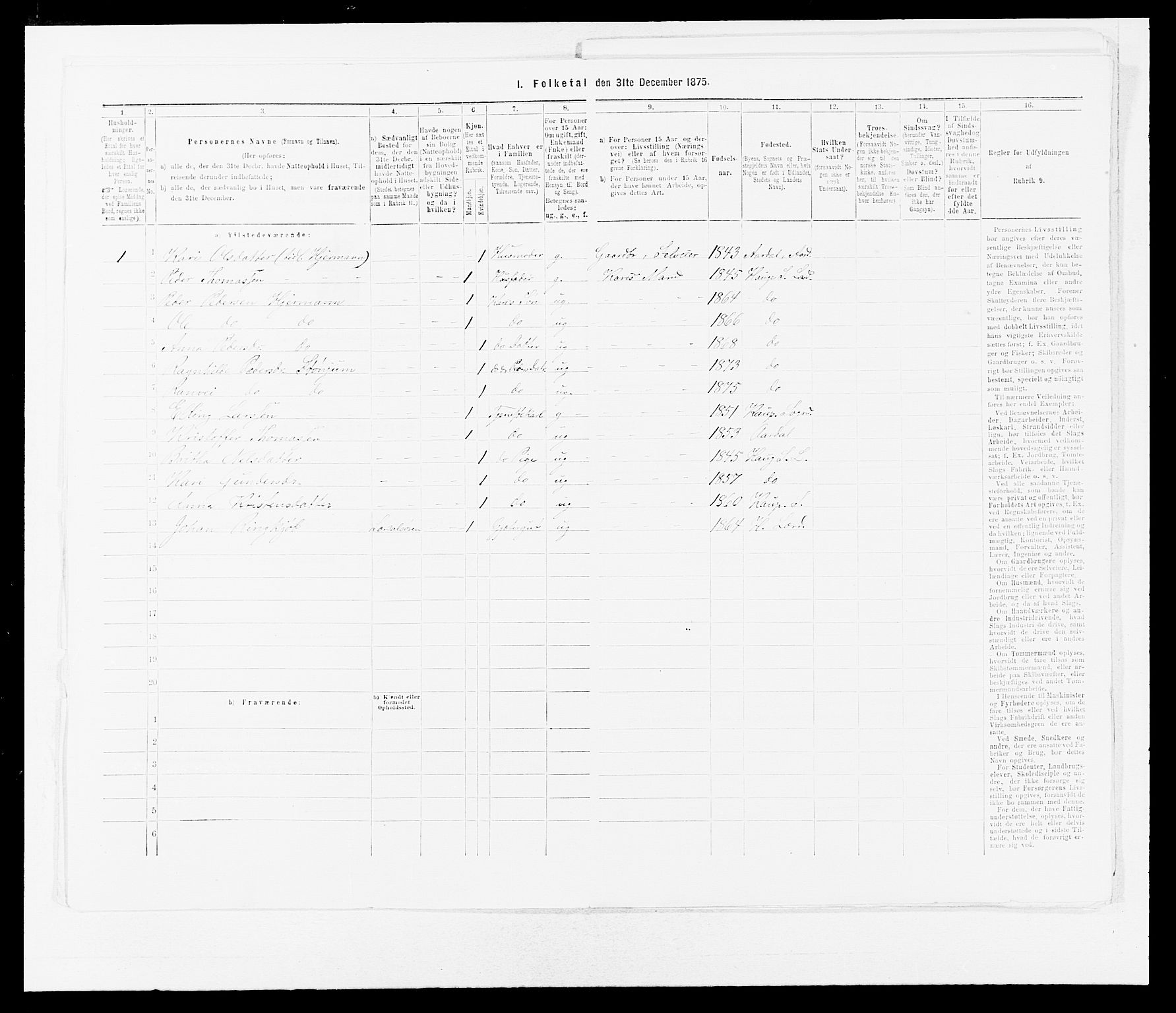 SAB, 1875 census for 1422P Lærdal, 1875, p. 393