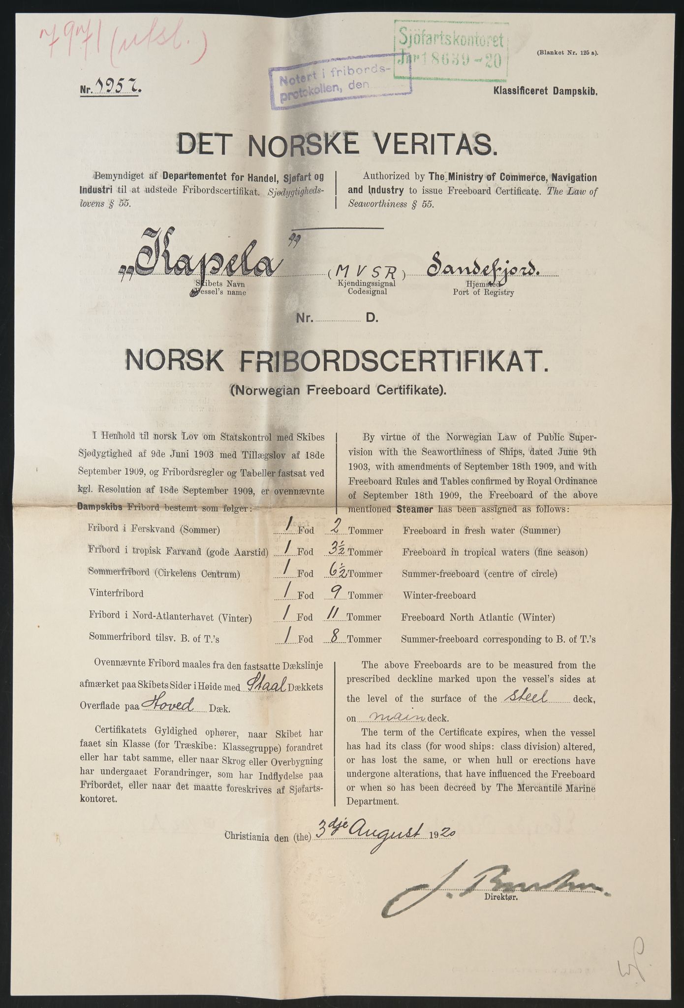 Sjøfartsdirektoratet med forløpere, skipsmapper slettede skip, RA/S-4998/F/Fa/L0586: --, 1894-1935, p. 424