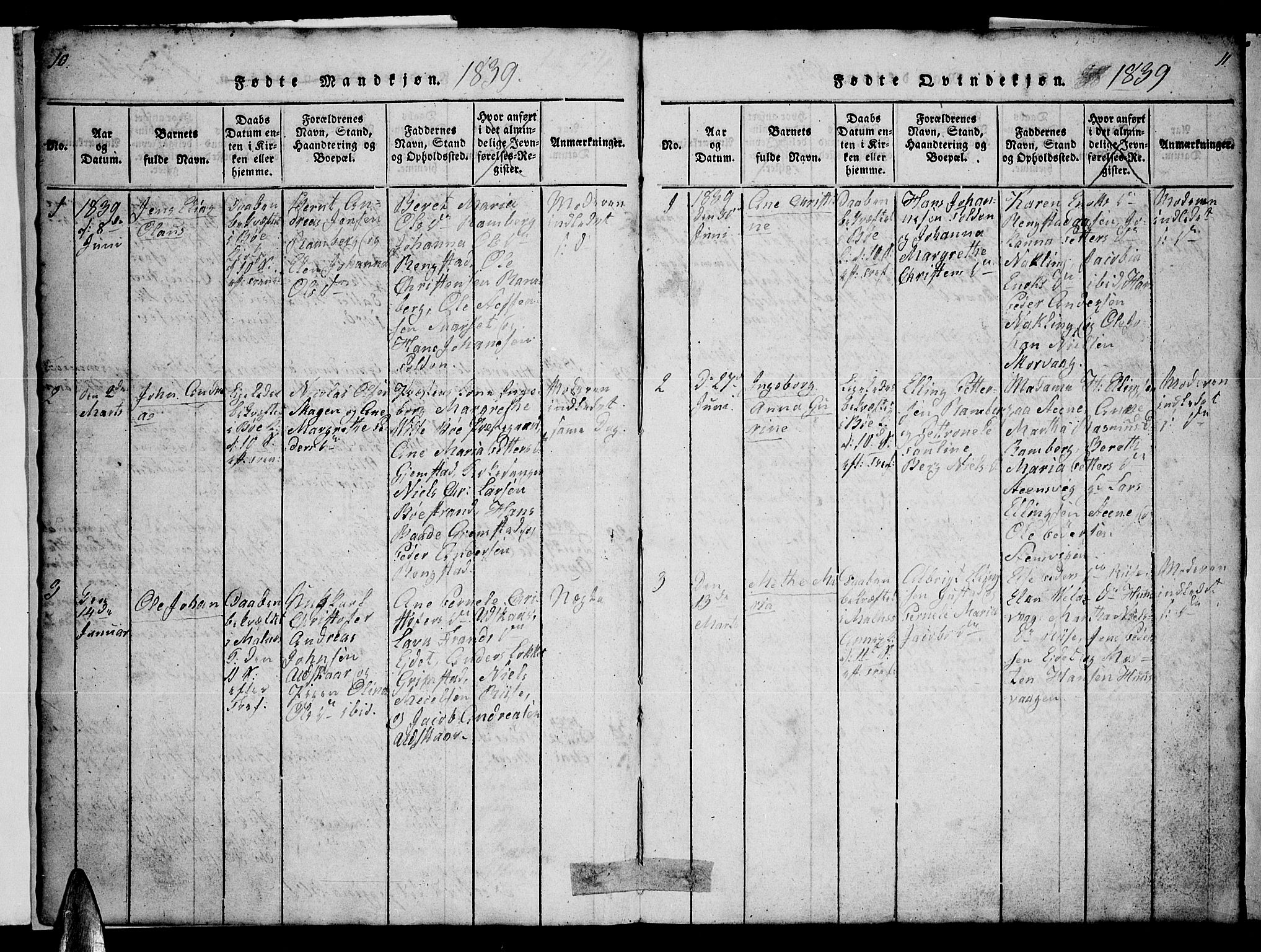 Ministerialprotokoller, klokkerbøker og fødselsregistre - Nordland, AV/SAT-A-1459/891/L1312: Parish register (copy) no. 891C01, 1820-1856, p. 10-11