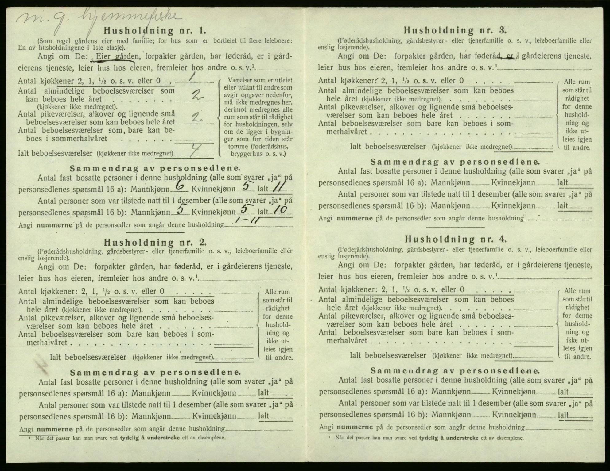 SAB, 1920 census for Fjell, 1920, p. 158