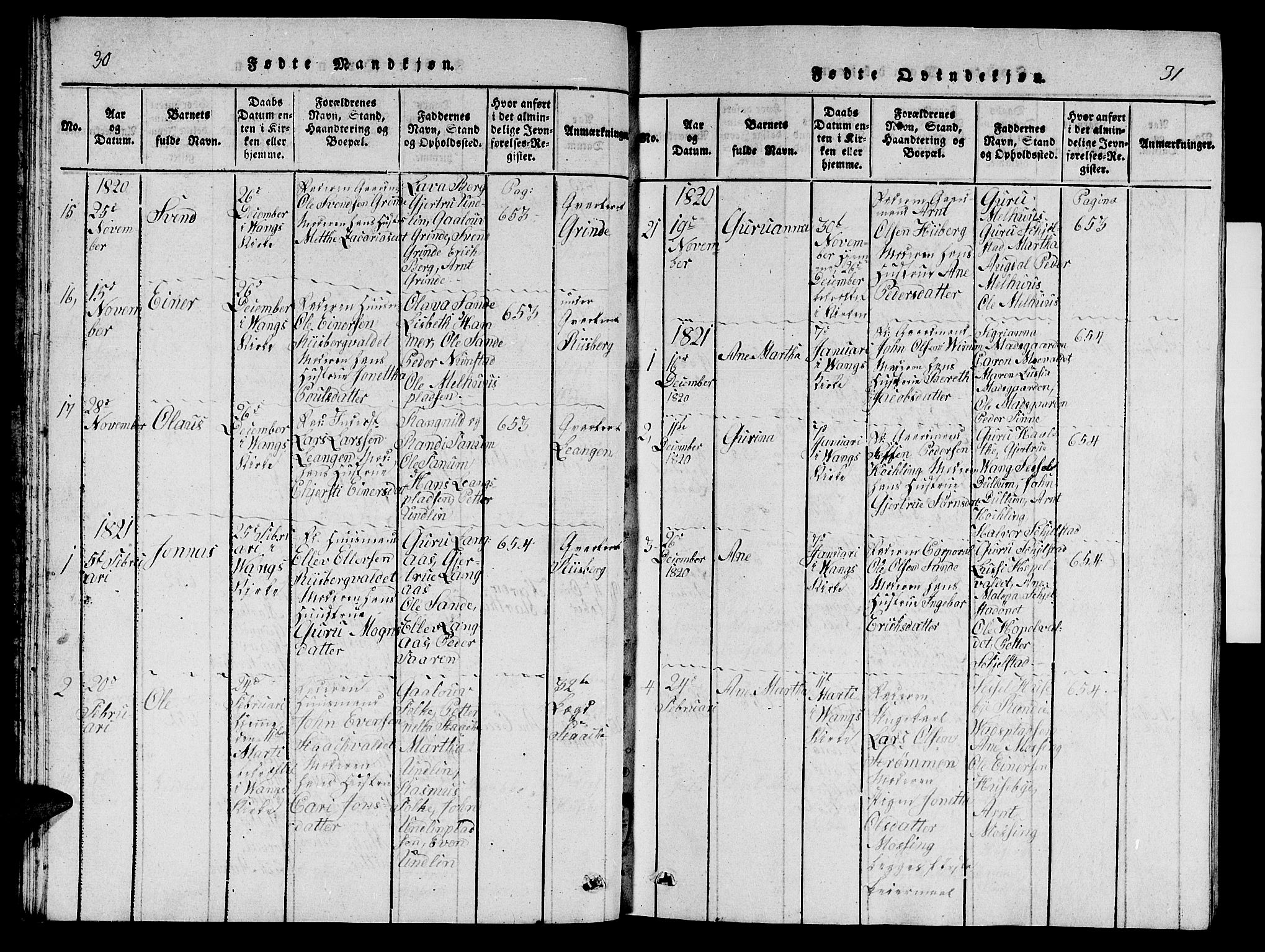 Ministerialprotokoller, klokkerbøker og fødselsregistre - Nord-Trøndelag, AV/SAT-A-1458/714/L0132: Parish register (copy) no. 714C01, 1817-1824, p. 30-31