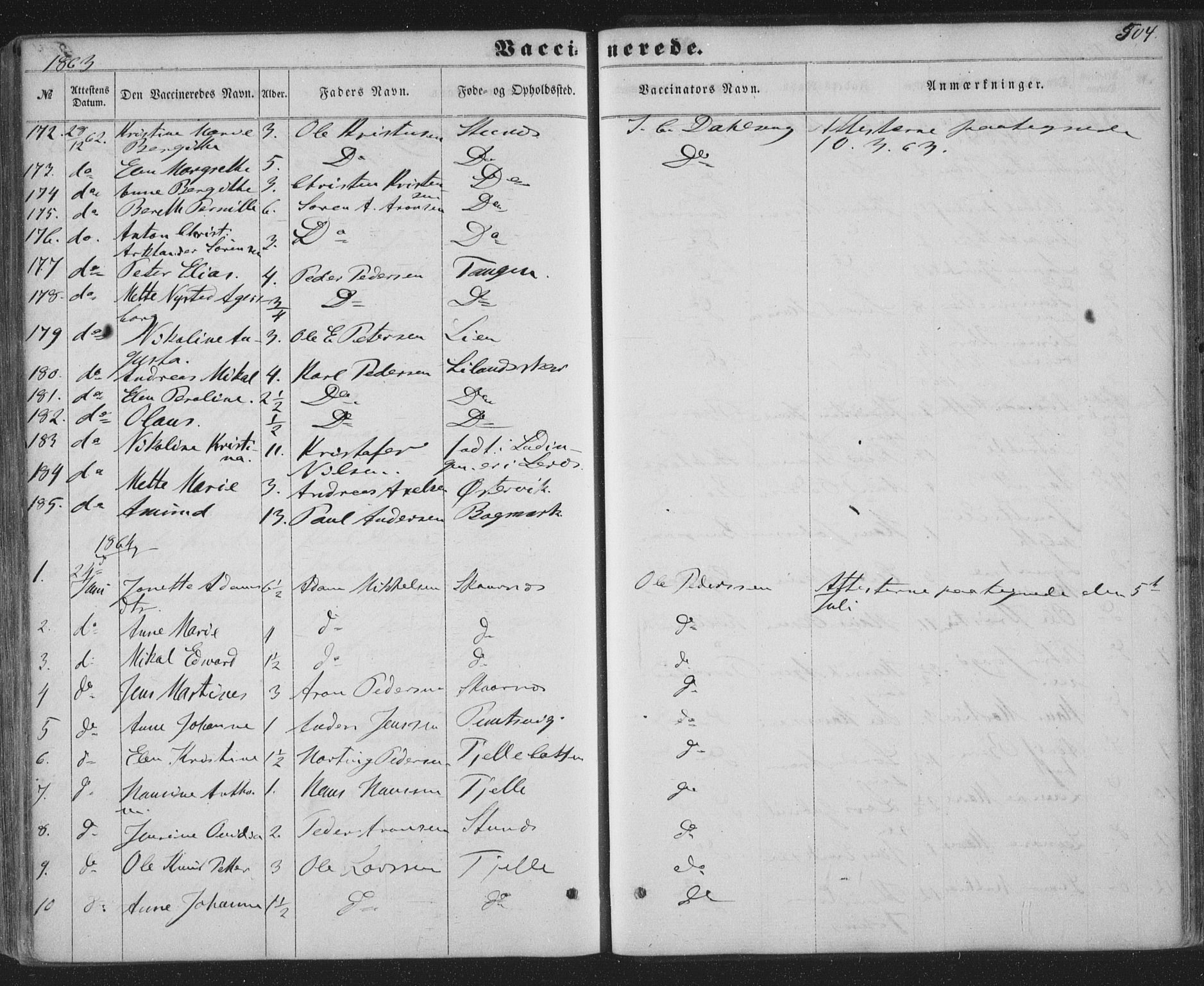 Ministerialprotokoller, klokkerbøker og fødselsregistre - Nordland, SAT/A-1459/863/L0896: Parish register (official) no. 863A08, 1861-1871, p. 504