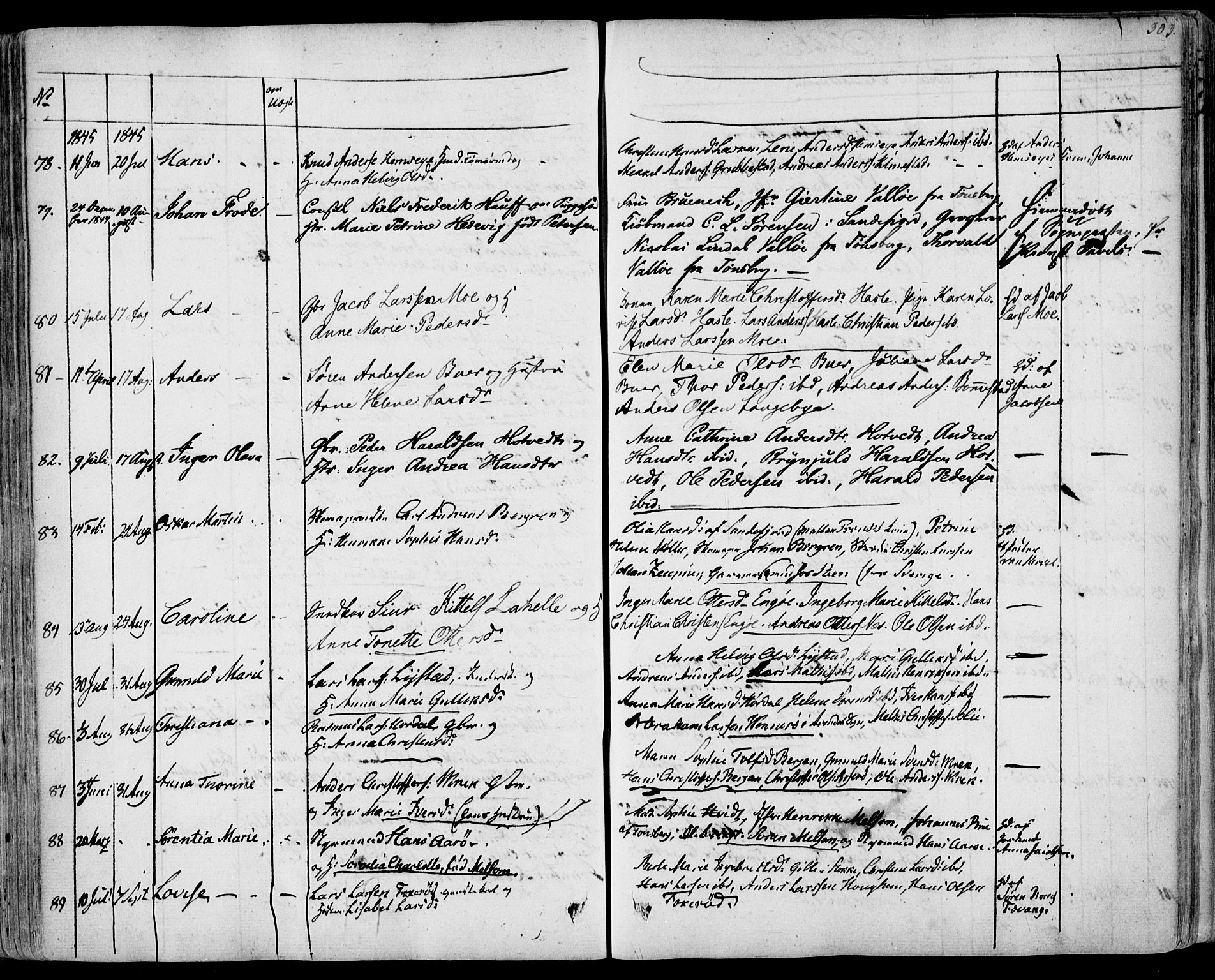 Sandar kirkebøker, SAKO/A-243/F/Fa/L0005: Parish register (official) no. 5, 1832-1847, p. 302-303