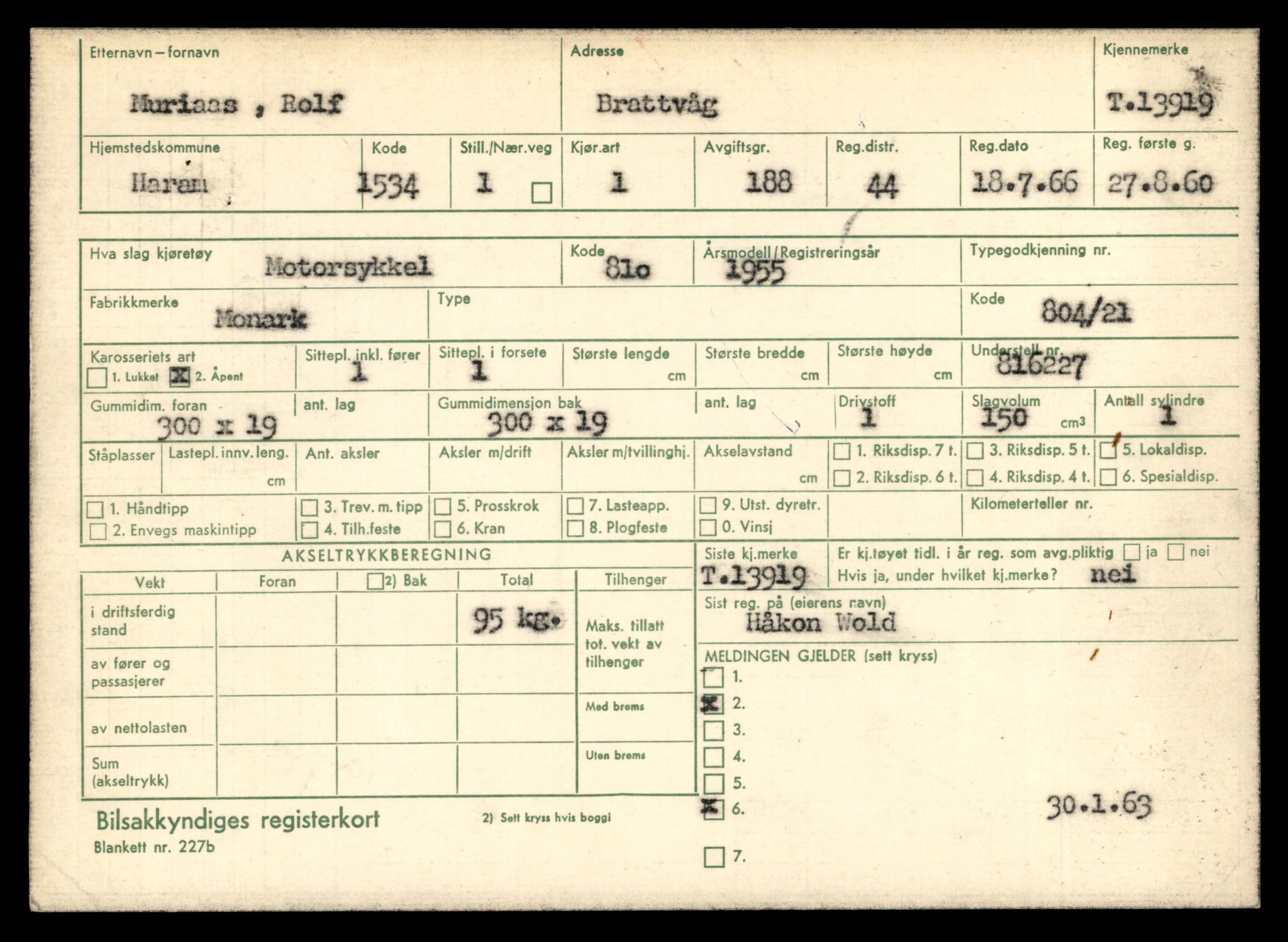 Møre og Romsdal vegkontor - Ålesund trafikkstasjon, AV/SAT-A-4099/F/Fe/L0042: Registreringskort for kjøretøy T 13906 - T 14079, 1927-1998, p. 168