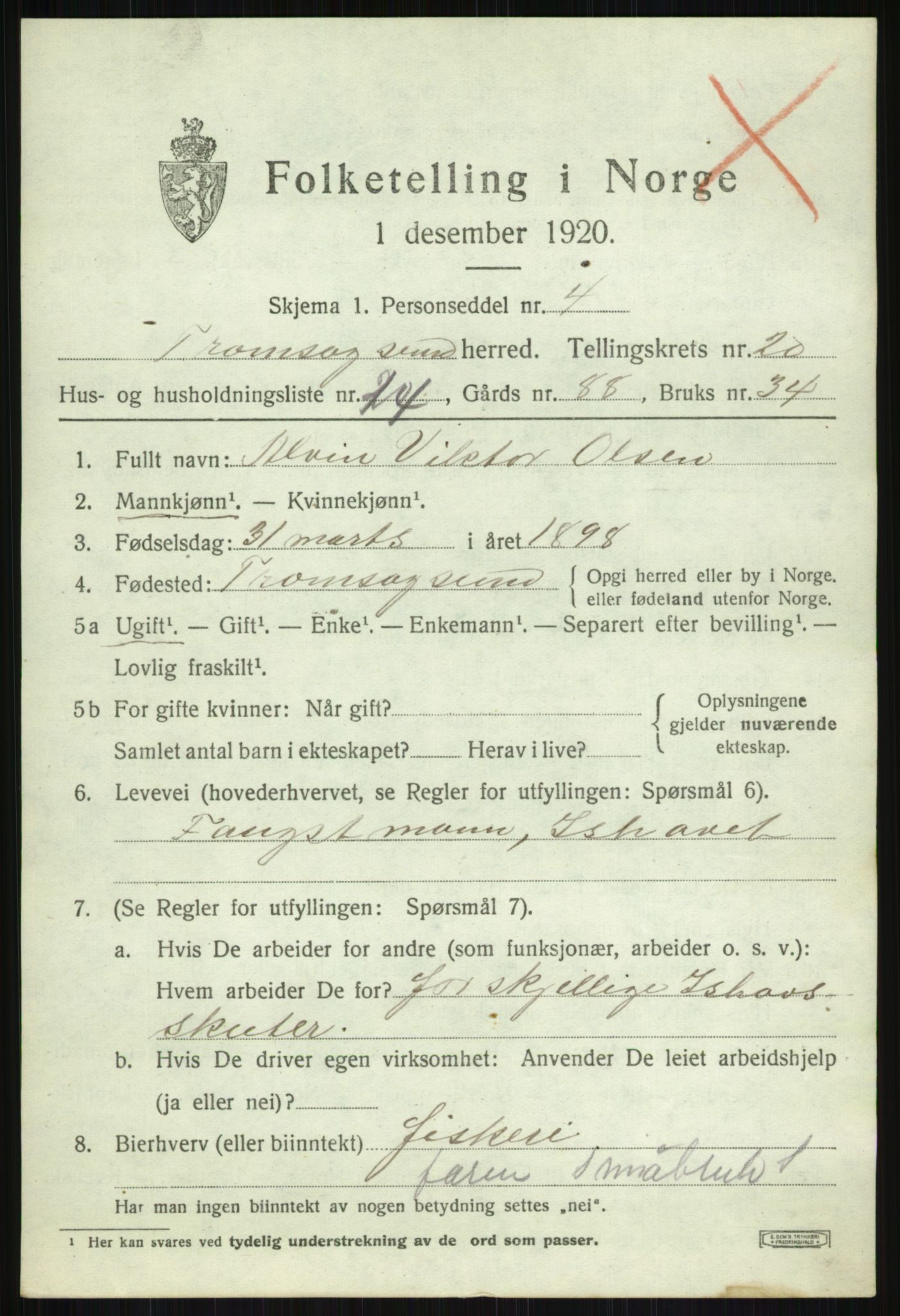 SATØ, 1920 census for Tromsøysund, 1920, p. 10756