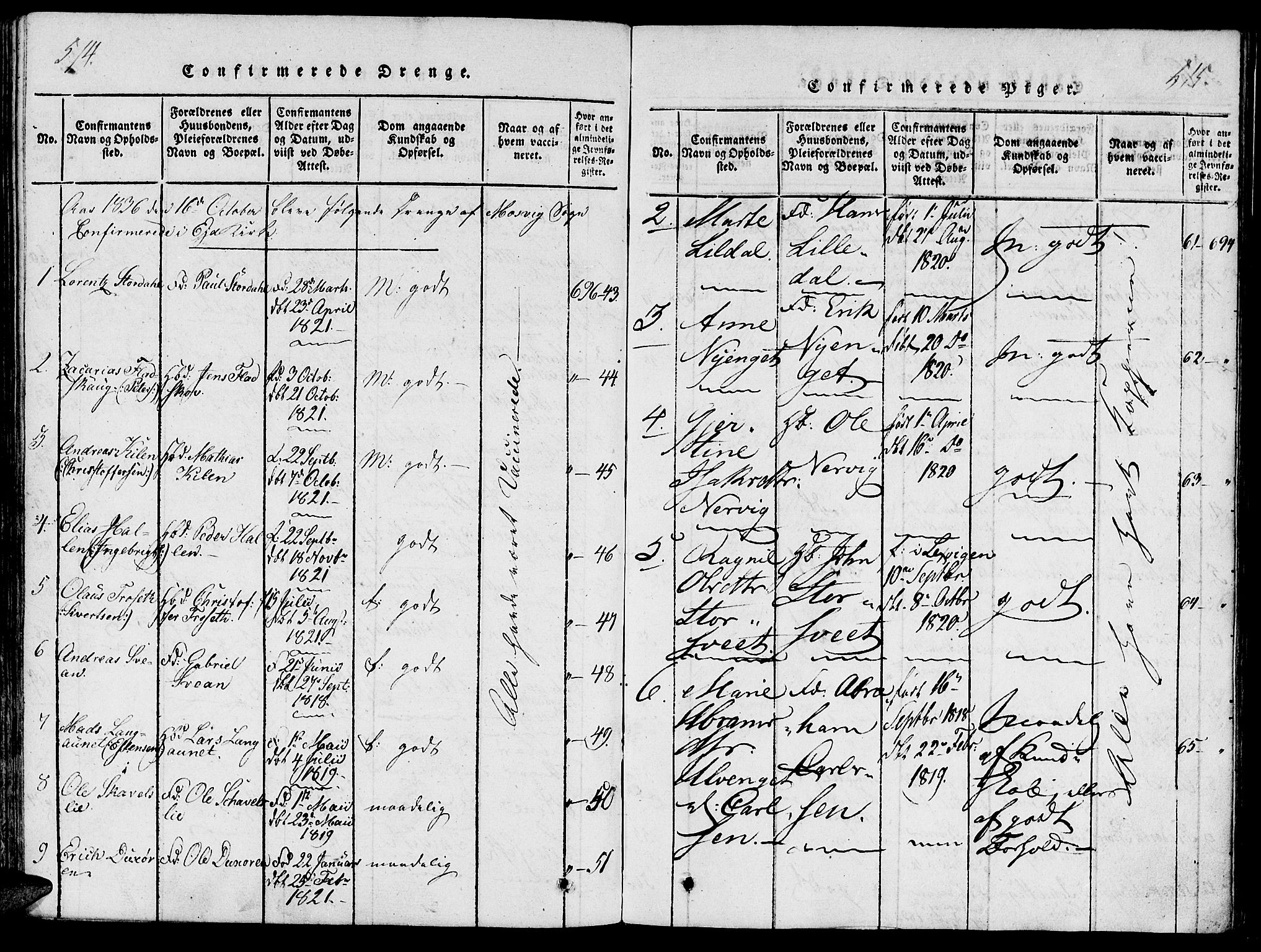 Ministerialprotokoller, klokkerbøker og fødselsregistre - Nord-Trøndelag, SAT/A-1458/733/L0322: Parish register (official) no. 733A01, 1817-1842, p. 514-515