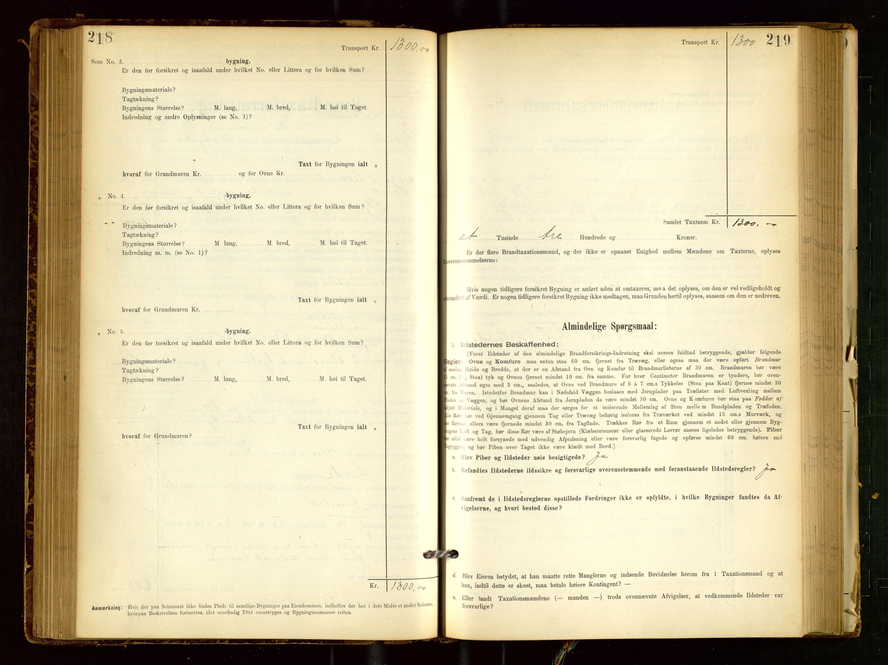 Skjold lensmannskontor, SAST/A-100182/Gob/L0001: "Brandtaxationsprotokol for Skjold Lensmandsdistrikt Ryfylke Fogderi", 1894-1939, p. 218-219