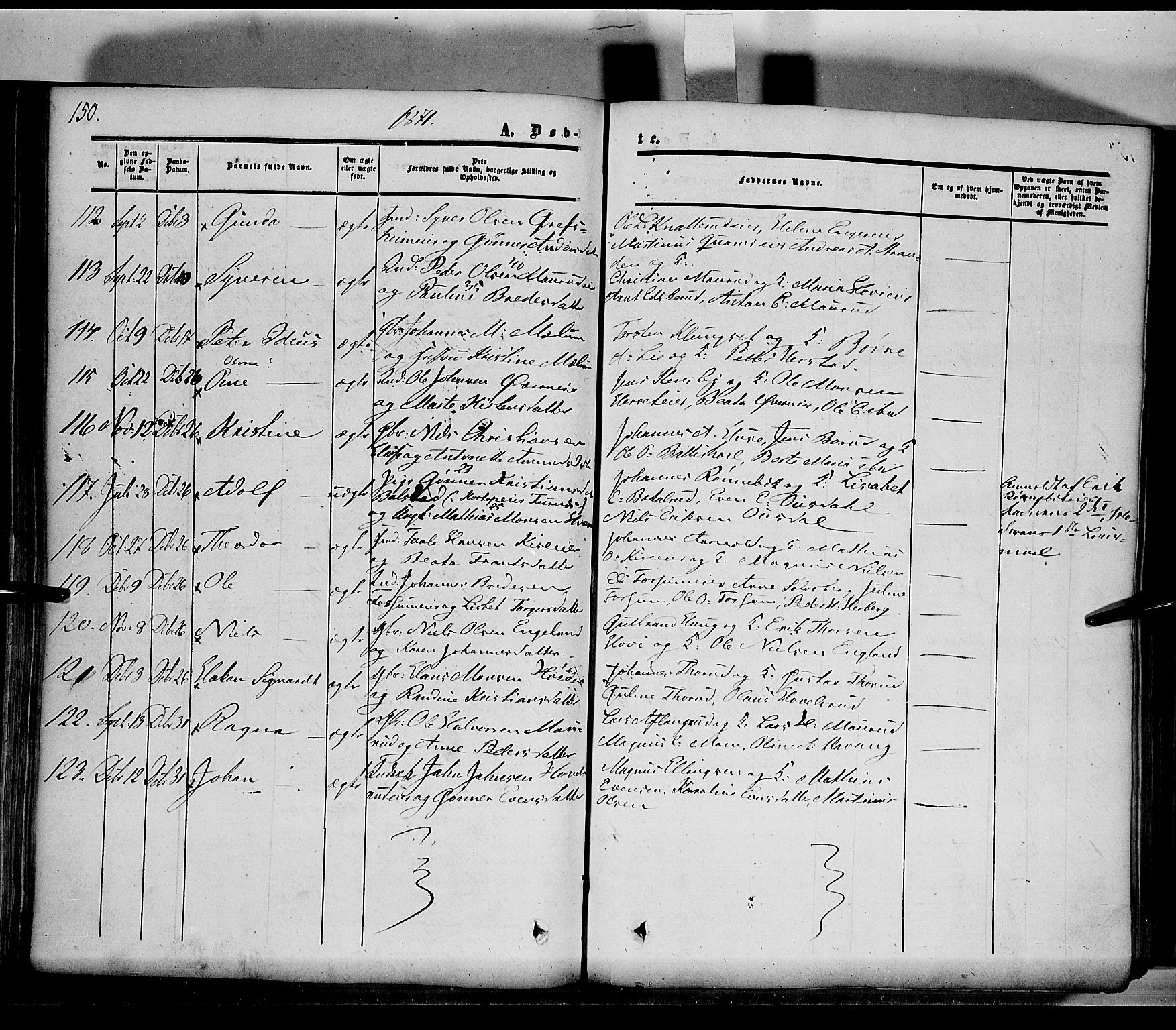 Nes prestekontor, Hedmark, SAH/PREST-020/K/Ka/L0004: Parish register (official) no. 4, 1852-1886, p. 150