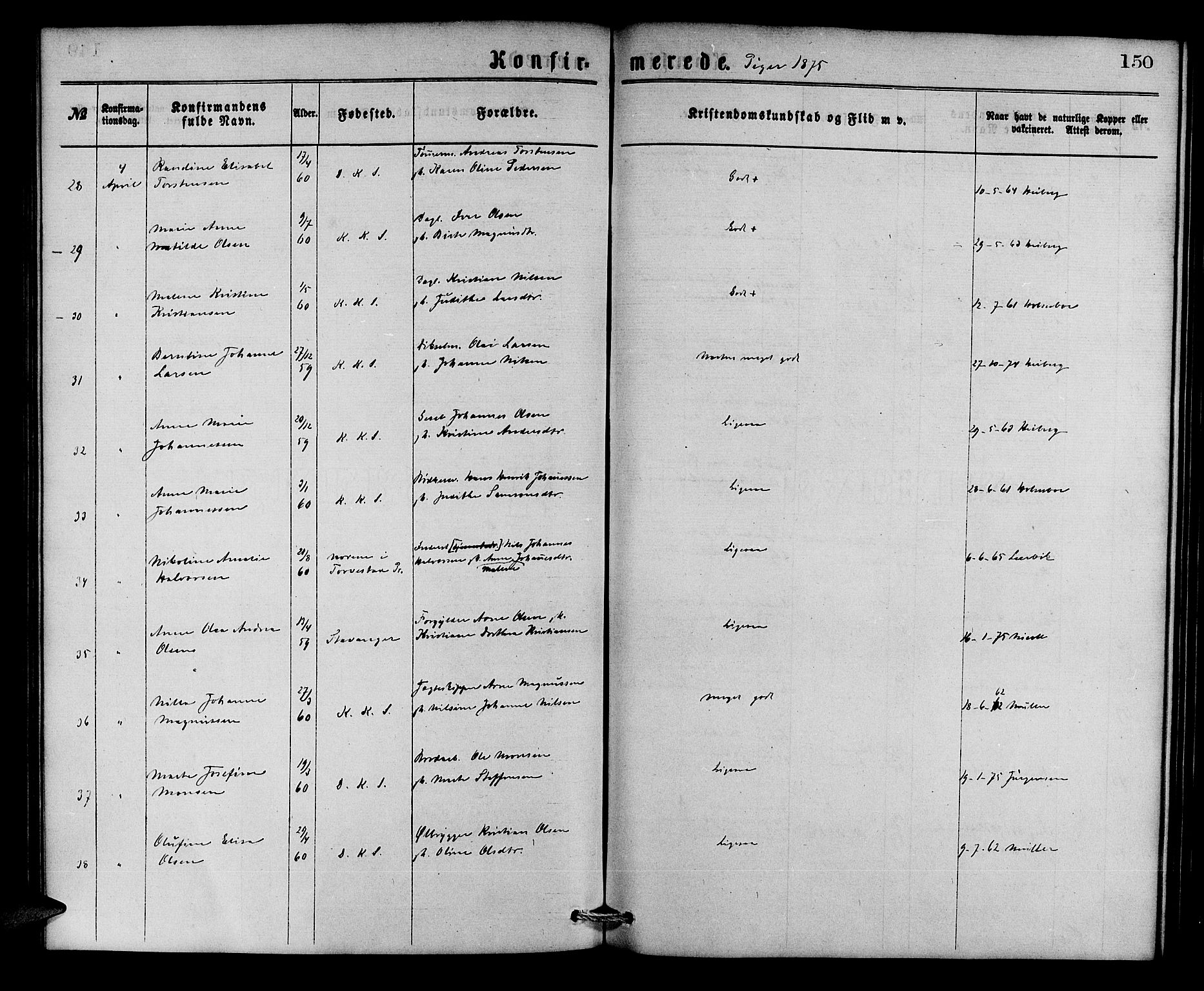 Korskirken sokneprestembete, AV/SAB-A-76101/H/Hab: Parish register (copy) no. C 2, 1869-1879, p. 150