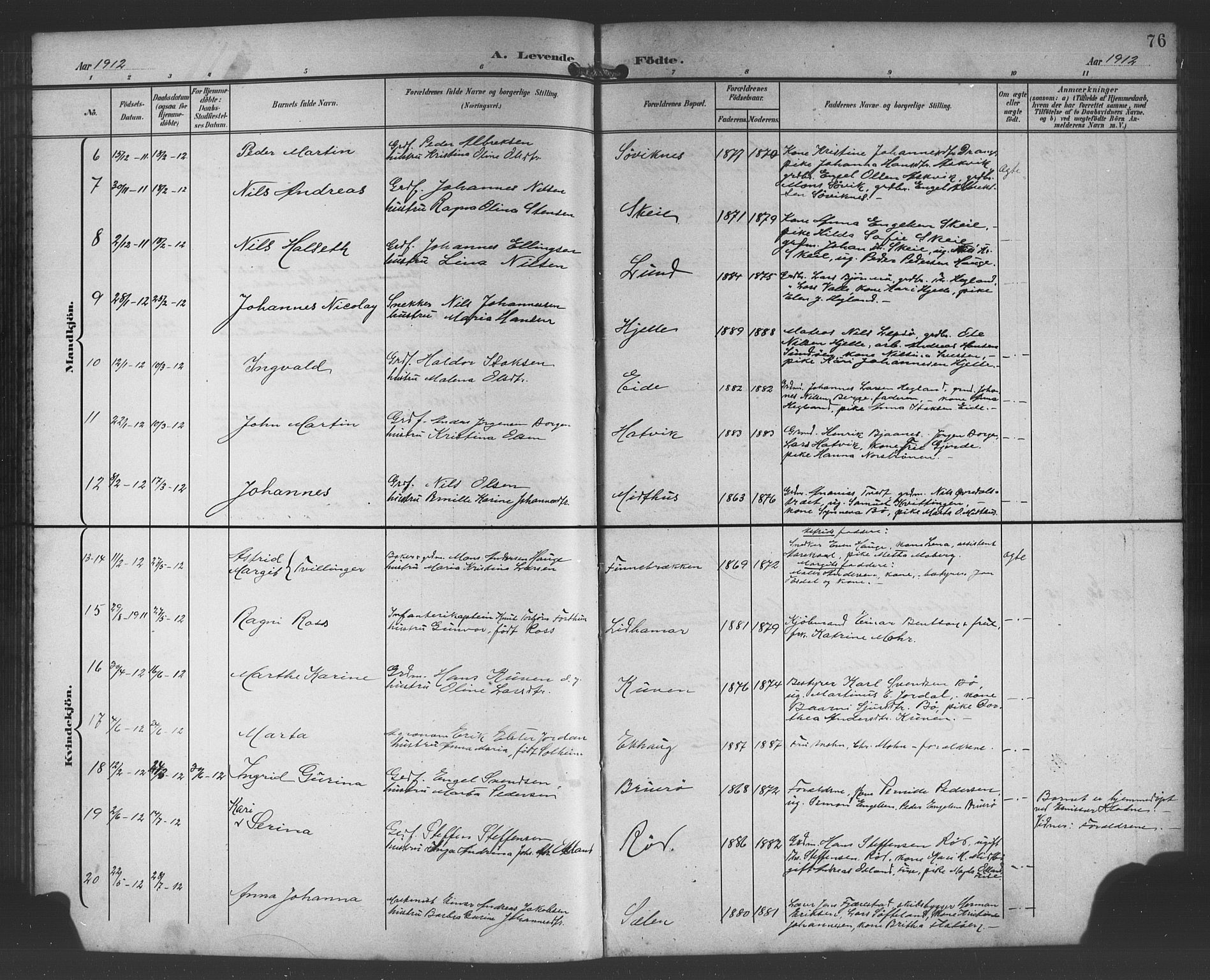 Os sokneprestembete, AV/SAB-A-99929: Parish register (copy) no. A 3, 1897-1913, p. 76