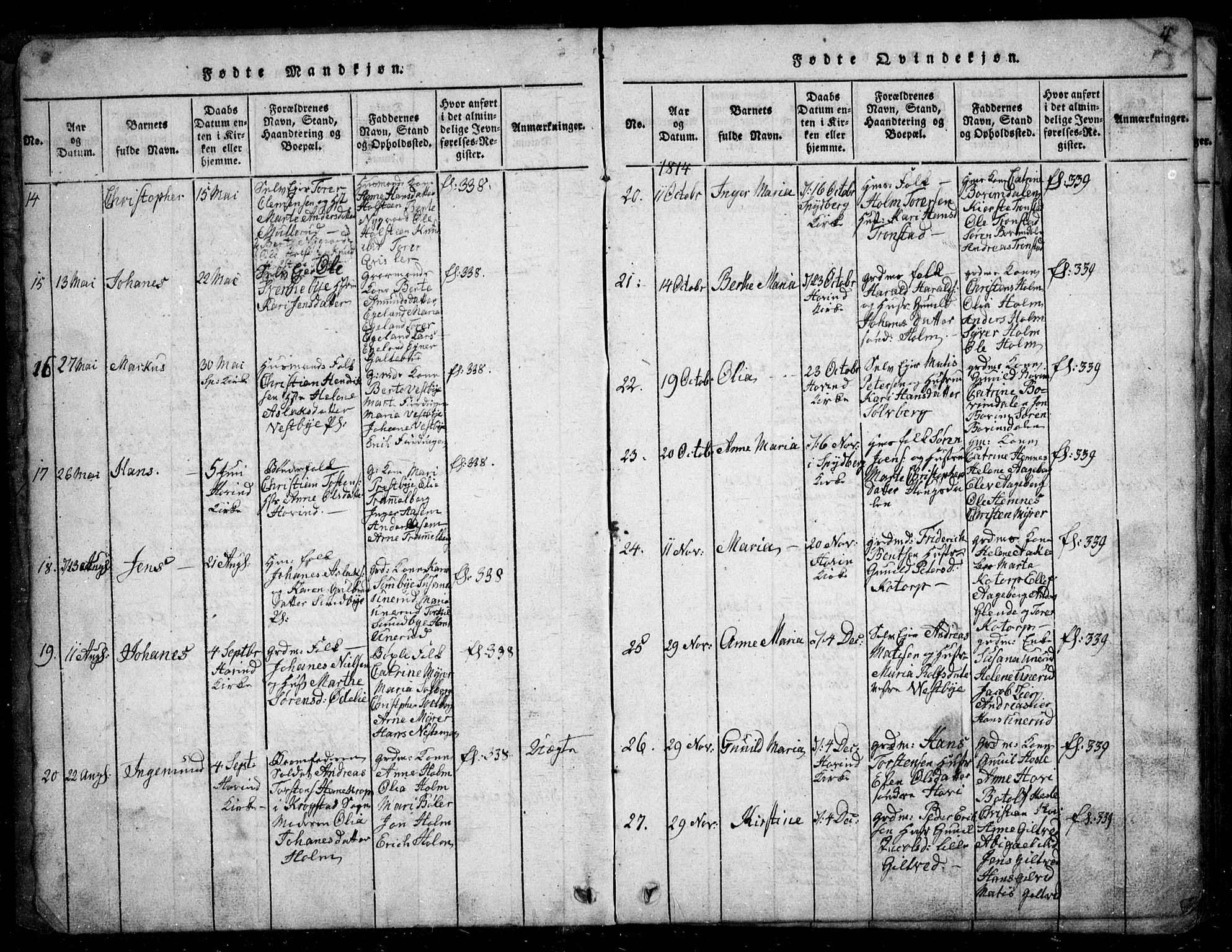 Spydeberg prestekontor Kirkebøker, AV/SAO-A-10924/G/Ga/L0001: Parish register (copy) no. I 1, 1814-1868, p. 4