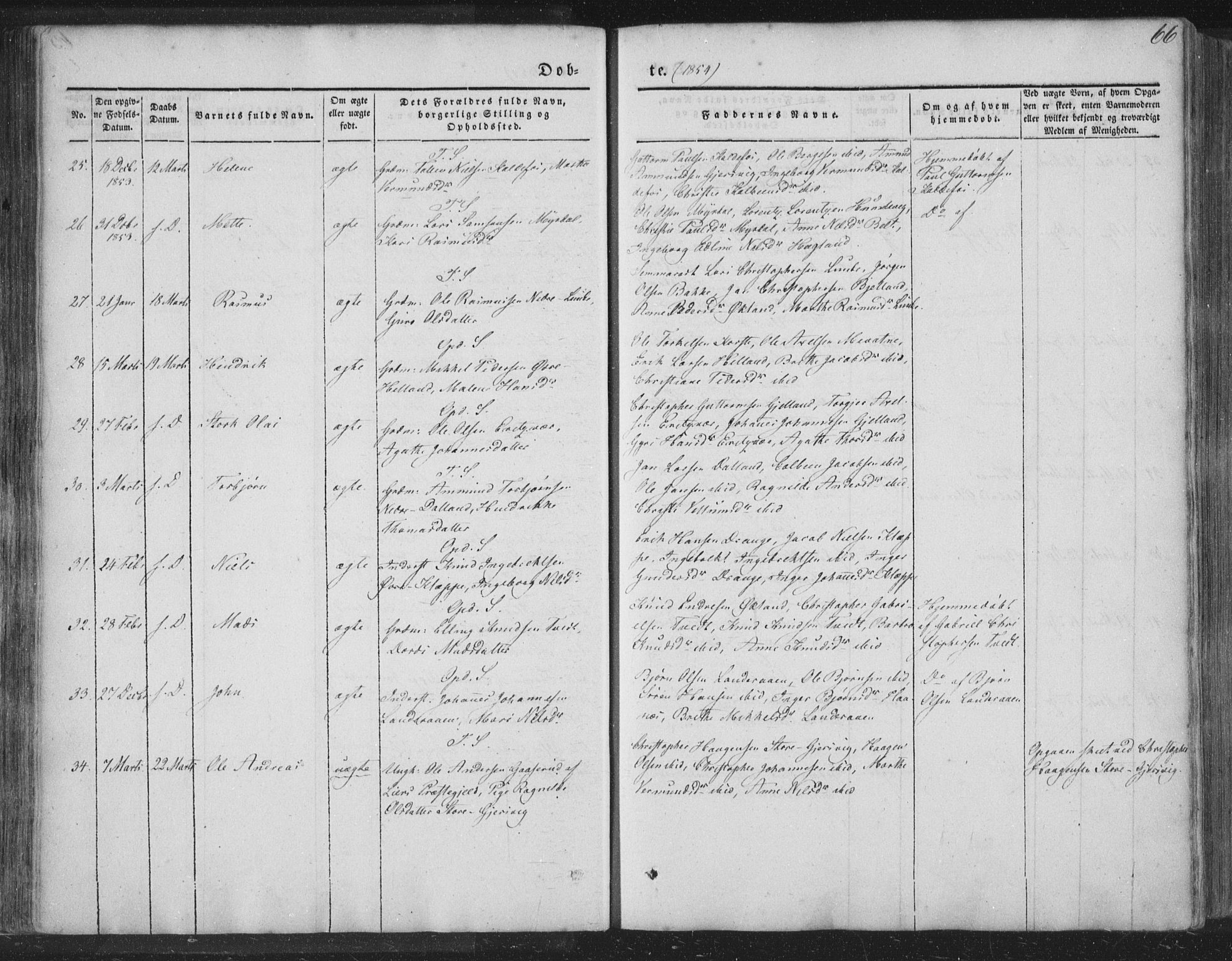 Tysnes sokneprestembete, AV/SAB-A-78601/H/Haa: Parish register (official) no. A 10, 1848-1859, p. 66