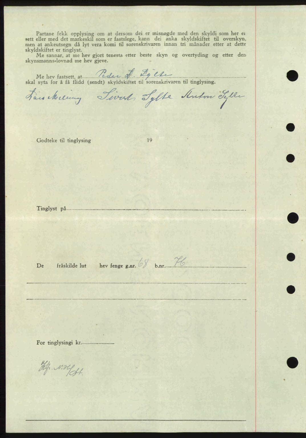 Nordmøre sorenskriveri, AV/SAT-A-4132/1/2/2Ca: Mortgage book no. A103, 1946-1947, Diary no: : 2357/1946