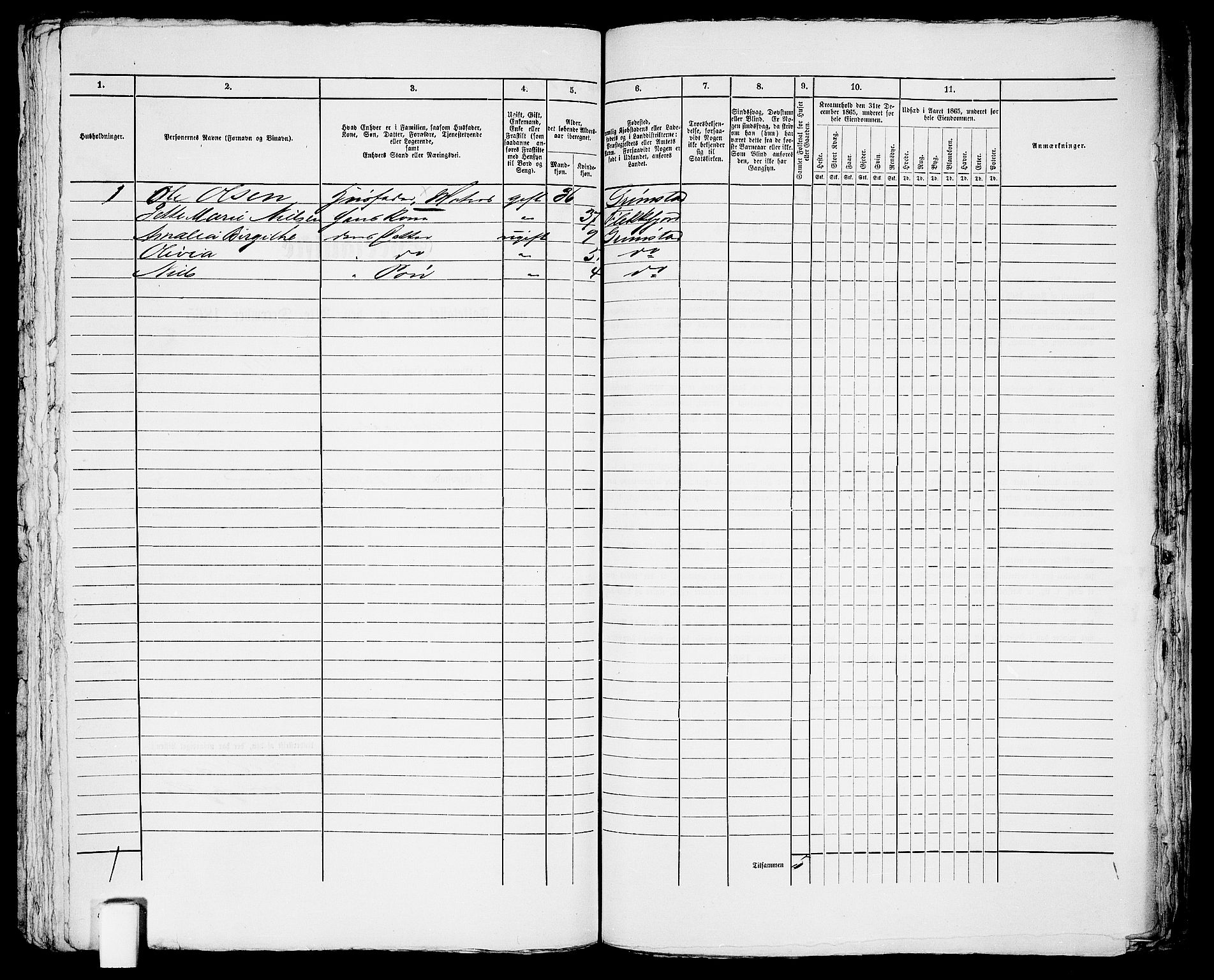 RA, 1865 census for Fjære/Grimstad, 1865, p. 359