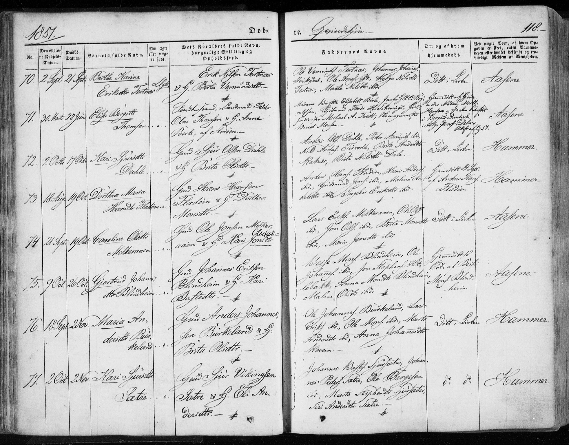 Hamre sokneprestembete, AV/SAB-A-75501/H/Ha/Haa/Haaa/L0013: Parish register (official) no. A 13, 1846-1857, p. 118