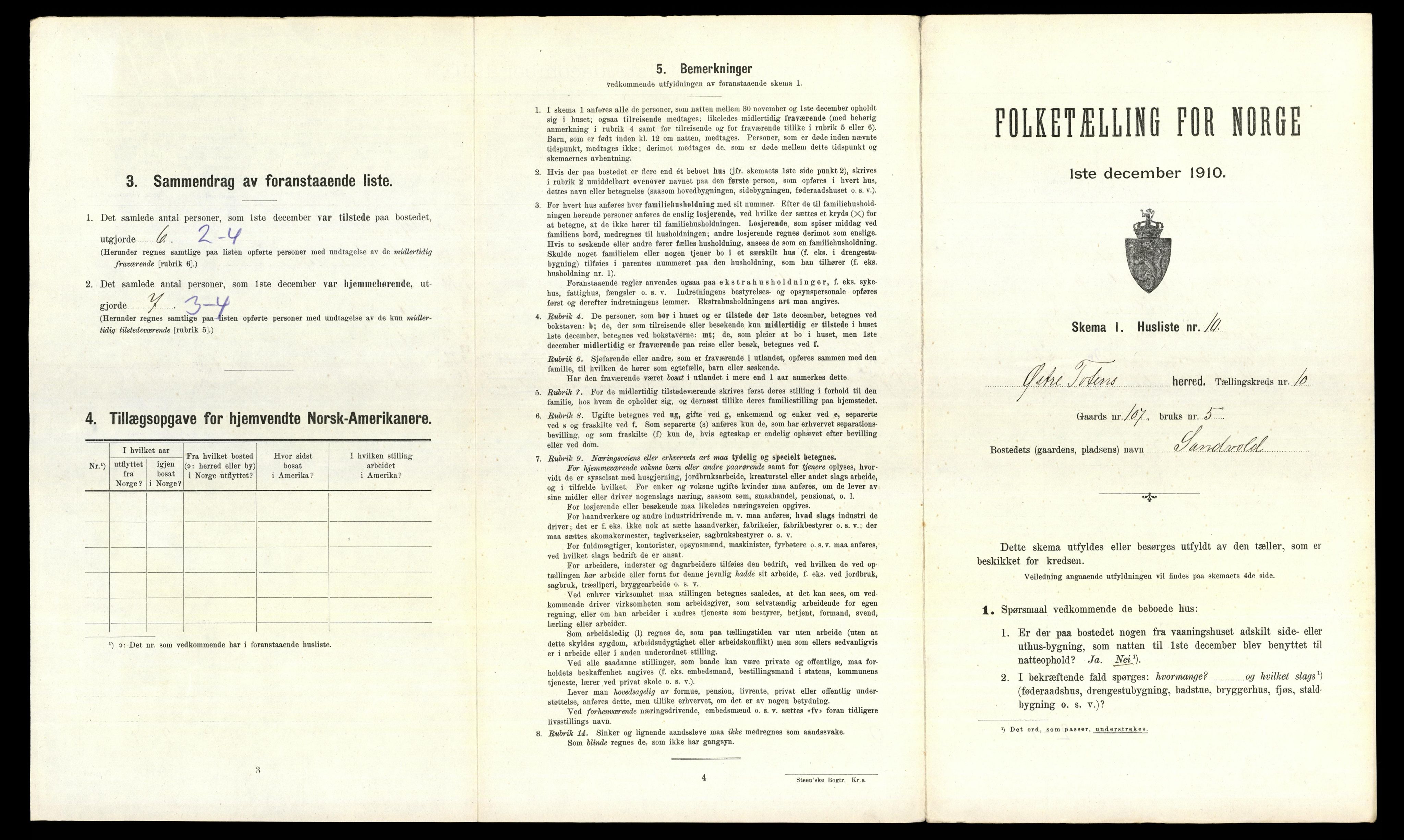 RA, 1910 census for Østre Toten, 1910, p. 2731