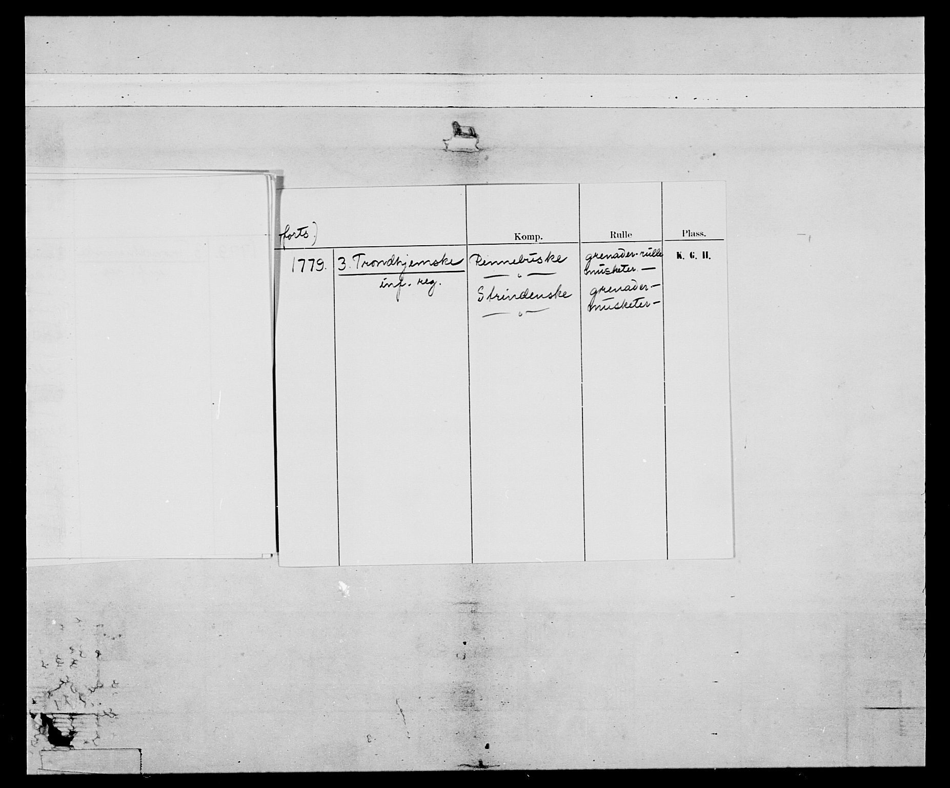 Generalitets- og kommissariatskollegiet, Det kongelige norske kommissariatskollegium, AV/RA-EA-5420/E/Eh/L0086: 3. Trondheimske nasjonale infanteriregiment, 1776-1779, p. 9