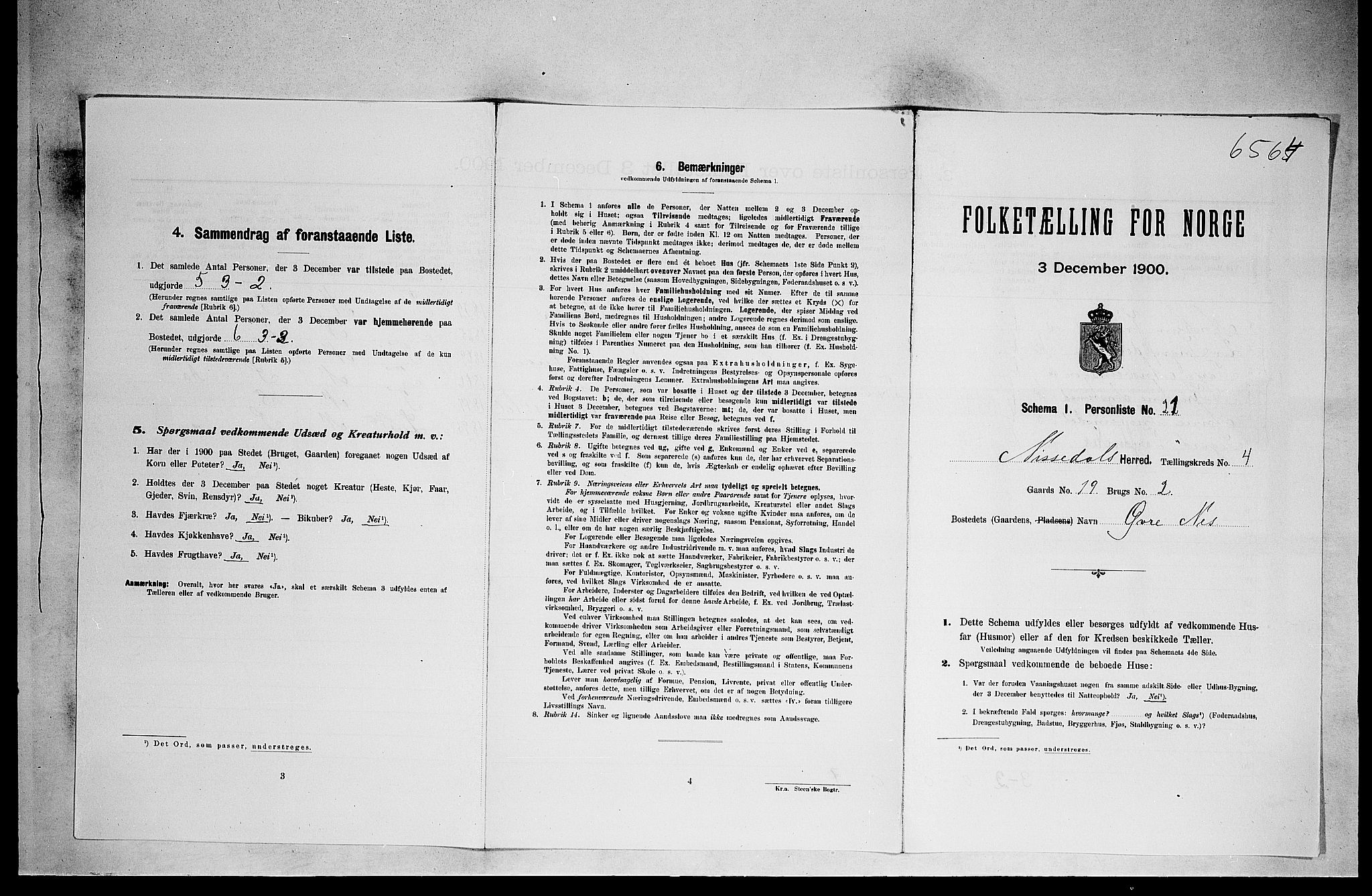 SAKO, 1900 census for Nissedal, 1900, p. 342