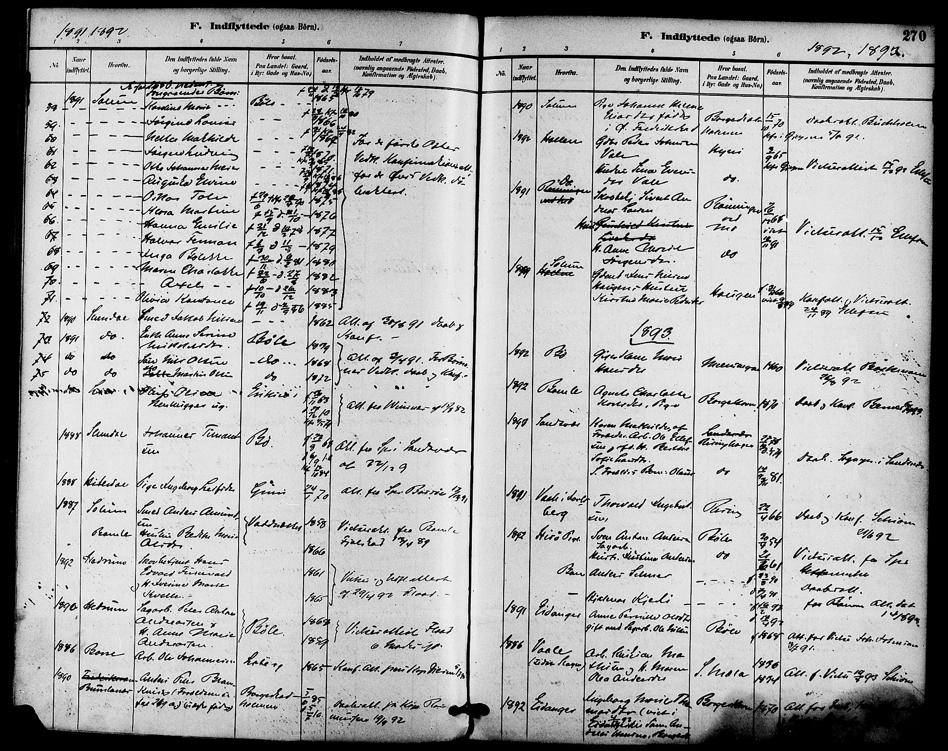Gjerpen kirkebøker, SAKO/A-265/F/Fa/L0010: Parish register (official) no. I 10, 1886-1895, p. 270