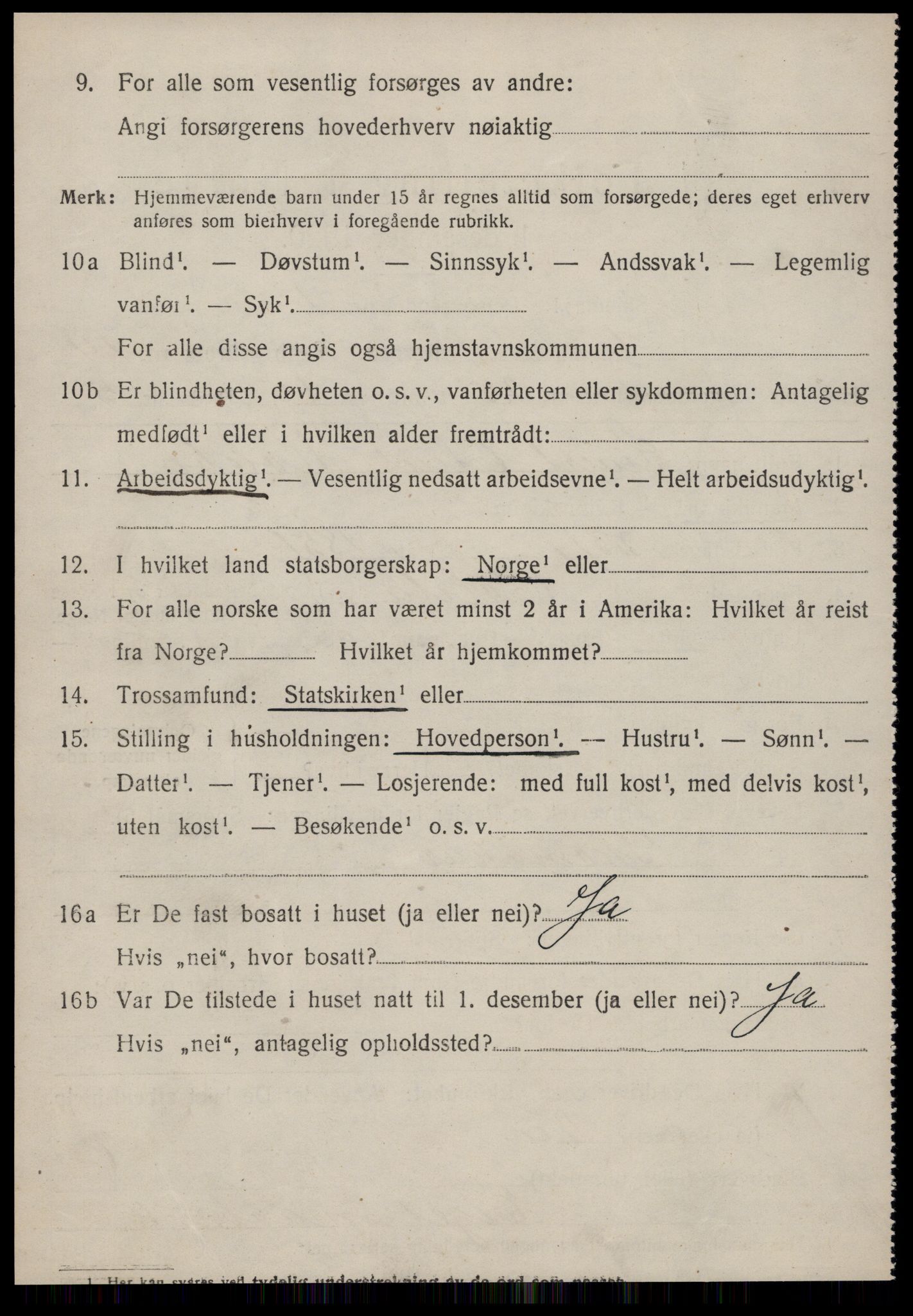 SAT, 1920 census for Volda, 1920, p. 8965