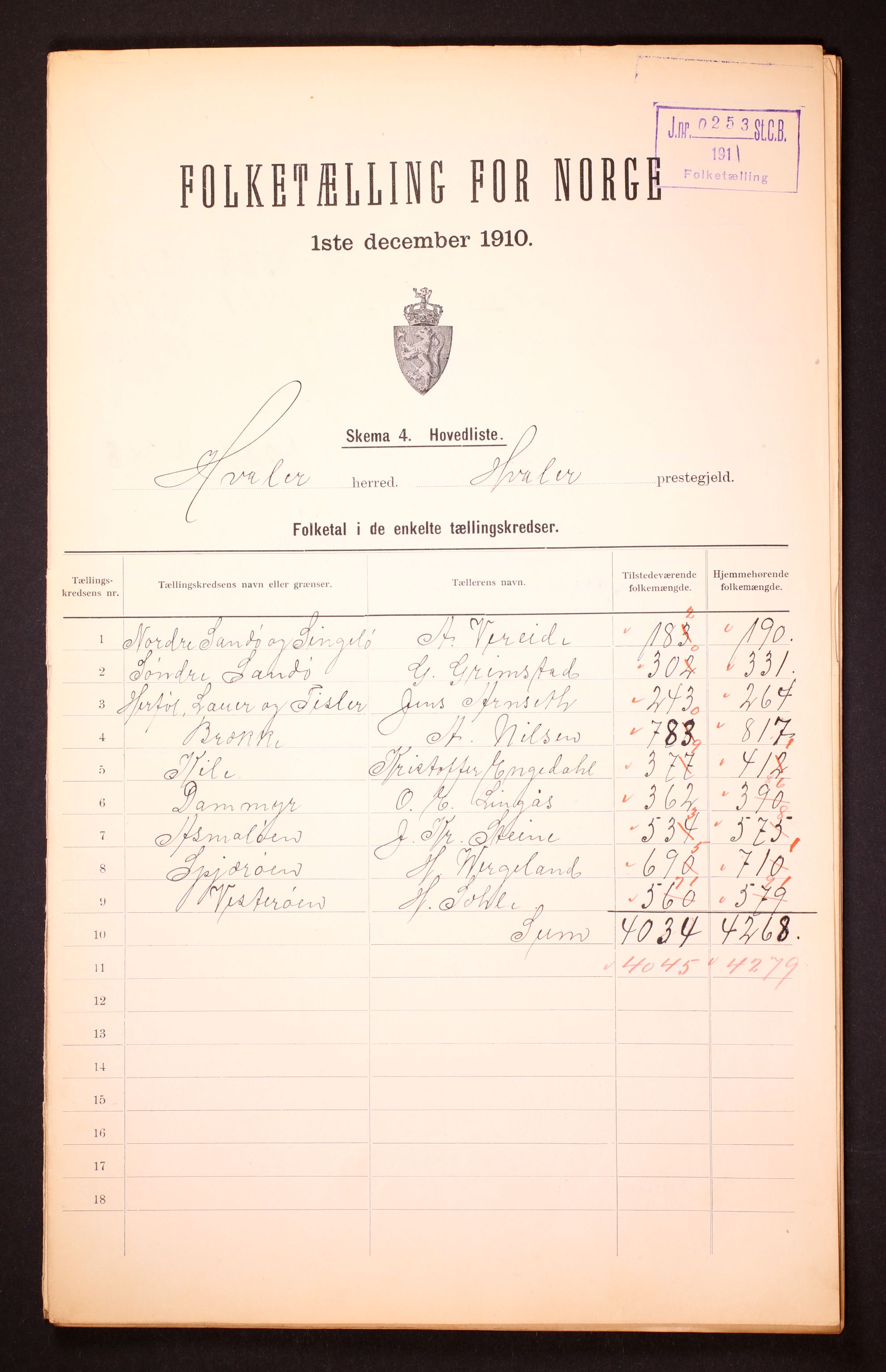RA, 1910 census for Hvaler, 1910, p. 2