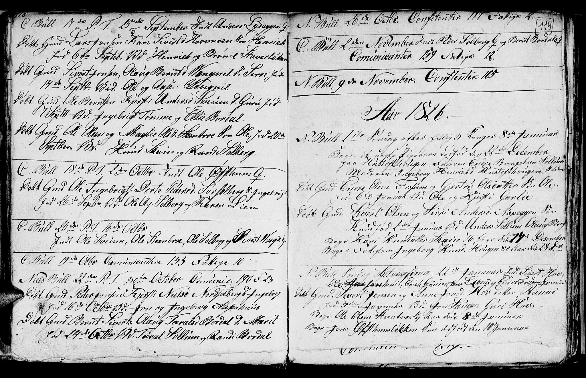 Ministerialprotokoller, klokkerbøker og fødselsregistre - Sør-Trøndelag, SAT/A-1456/689/L1042: Parish register (copy) no. 689C01, 1812-1841, p. 118-119
