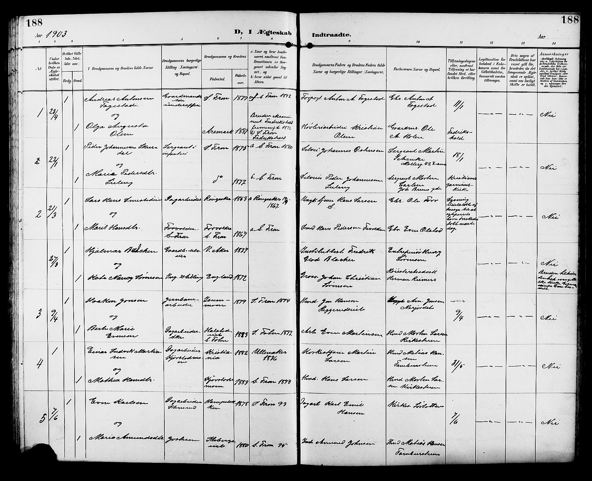 Sør-Fron prestekontor, SAH/PREST-010/H/Ha/Hab/L0004: Parish register (copy) no. 4, 1896-1911, p. 188
