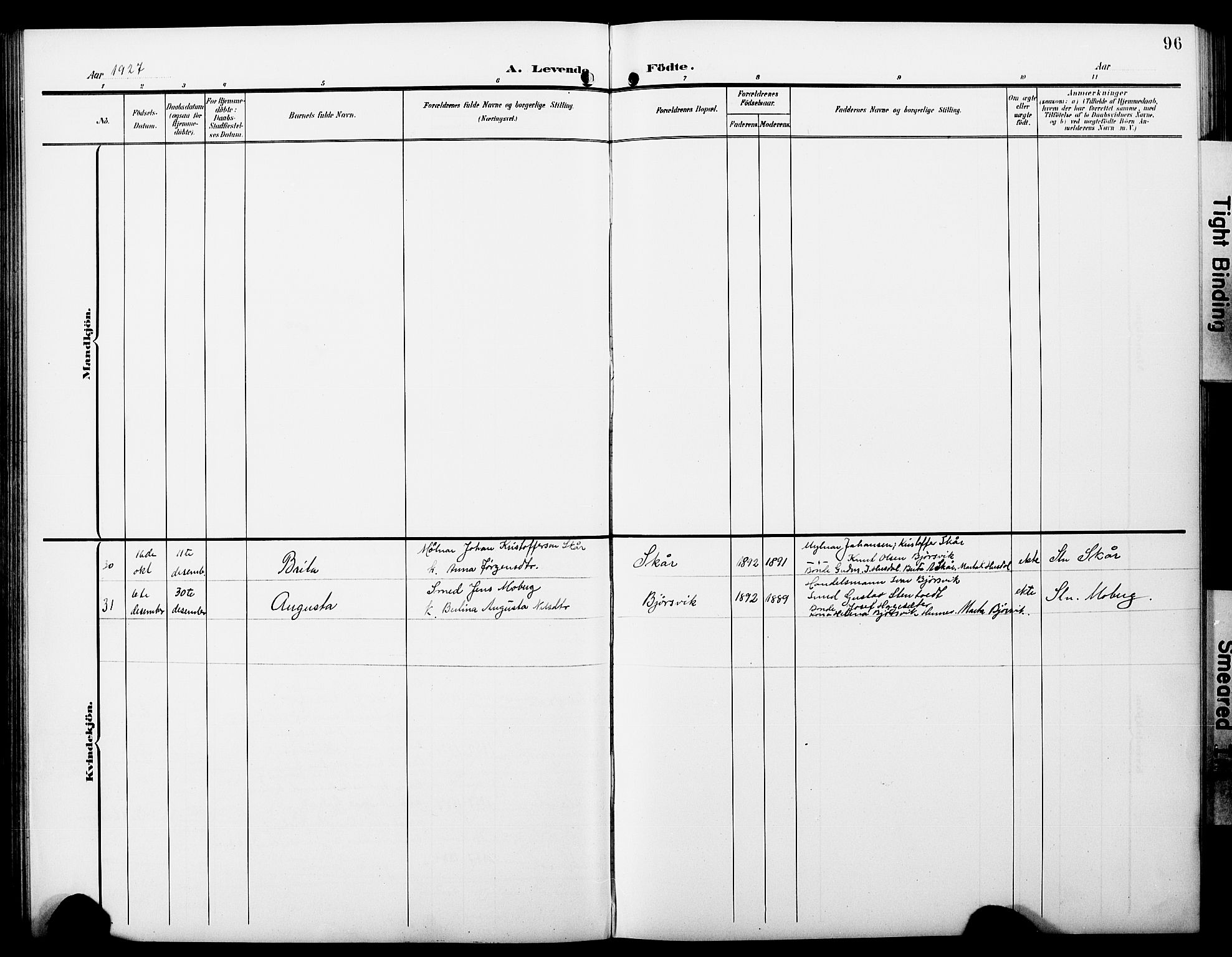 Hosanger sokneprestembete, AV/SAB-A-75801/H/Hab: Parish register (copy) no. A 4, 1904-1927, p. 96