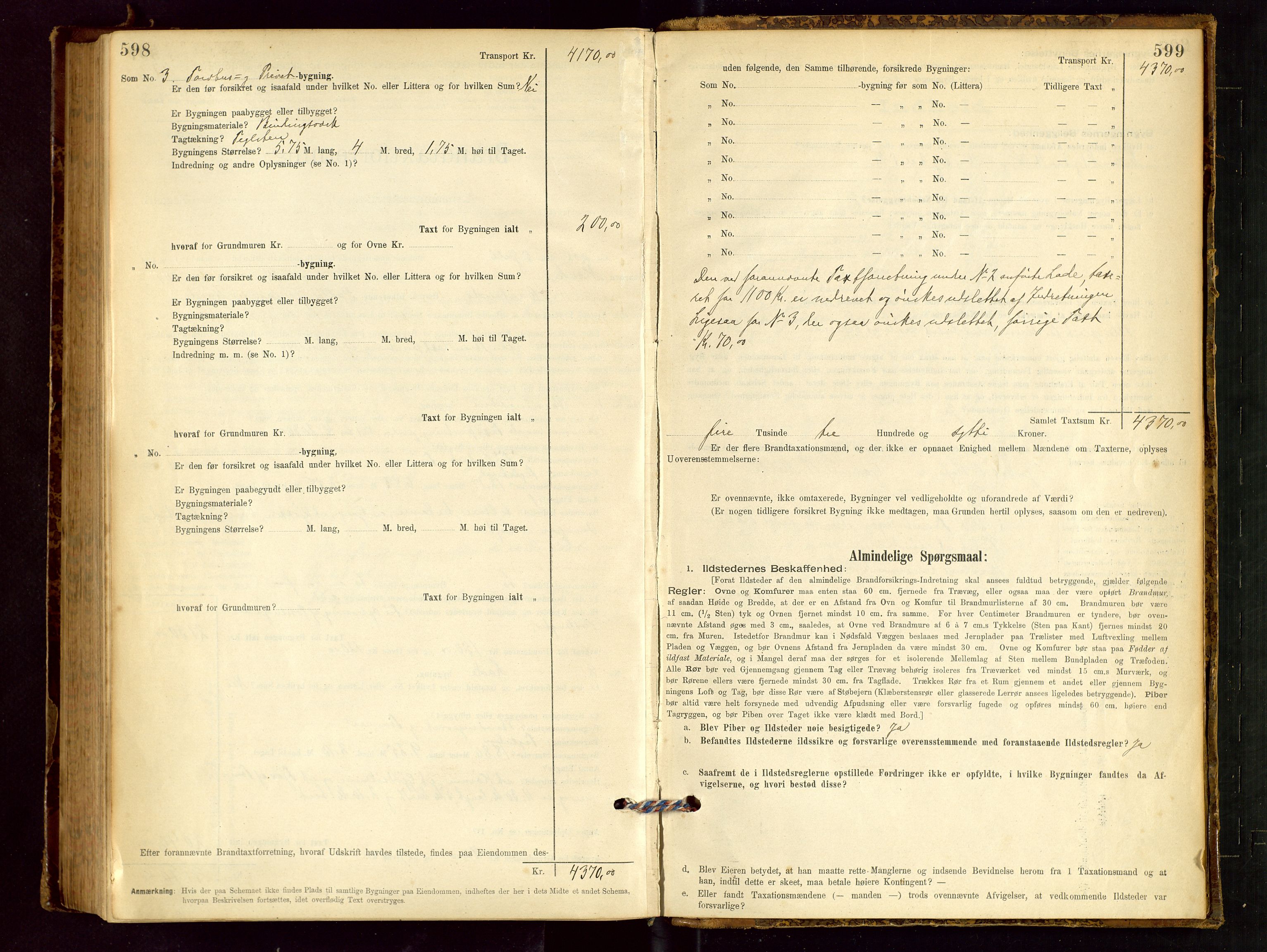 Håland lensmannskontor, AV/SAST-A-100100/Gob/L0001: Branntakstprotokoll - skjematakst. Register i boken., 1894-1902, p. 598-599