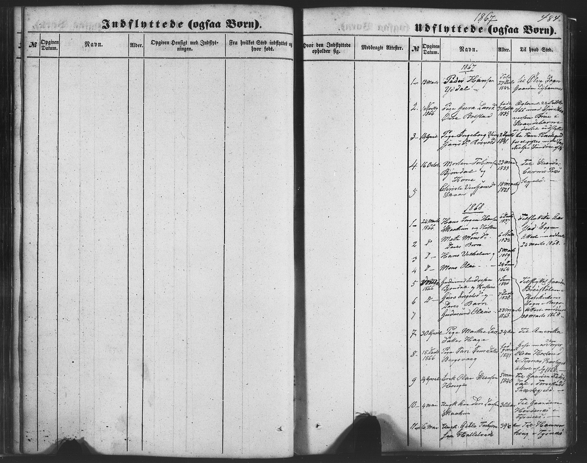 Fusa sokneprestembete, SAB/A-75401/H/Haa: Parish register (official) no. A 1II, 1855-1879, p. 484