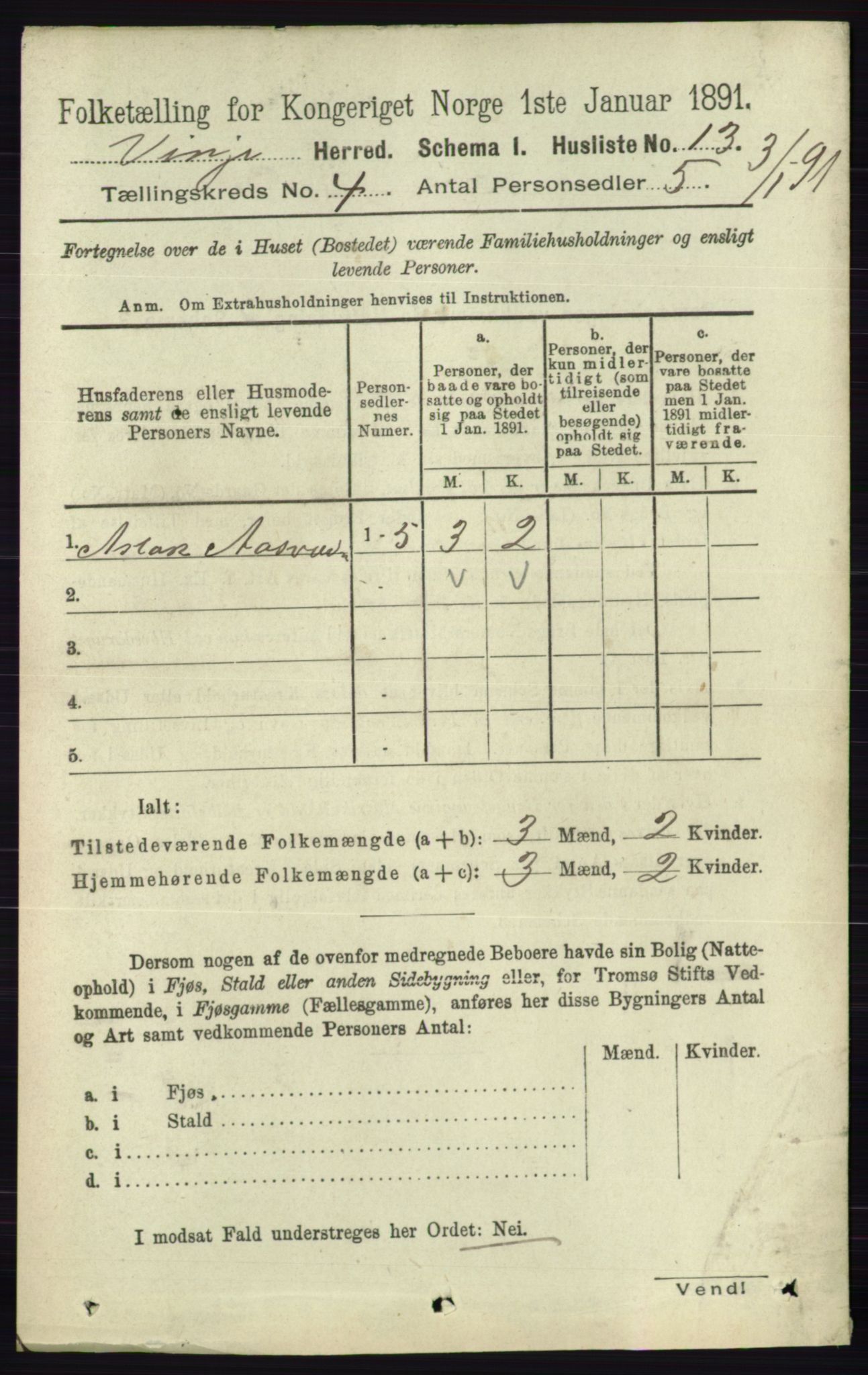 RA, 1891 census for 0834 Vinje, 1891, p. 918