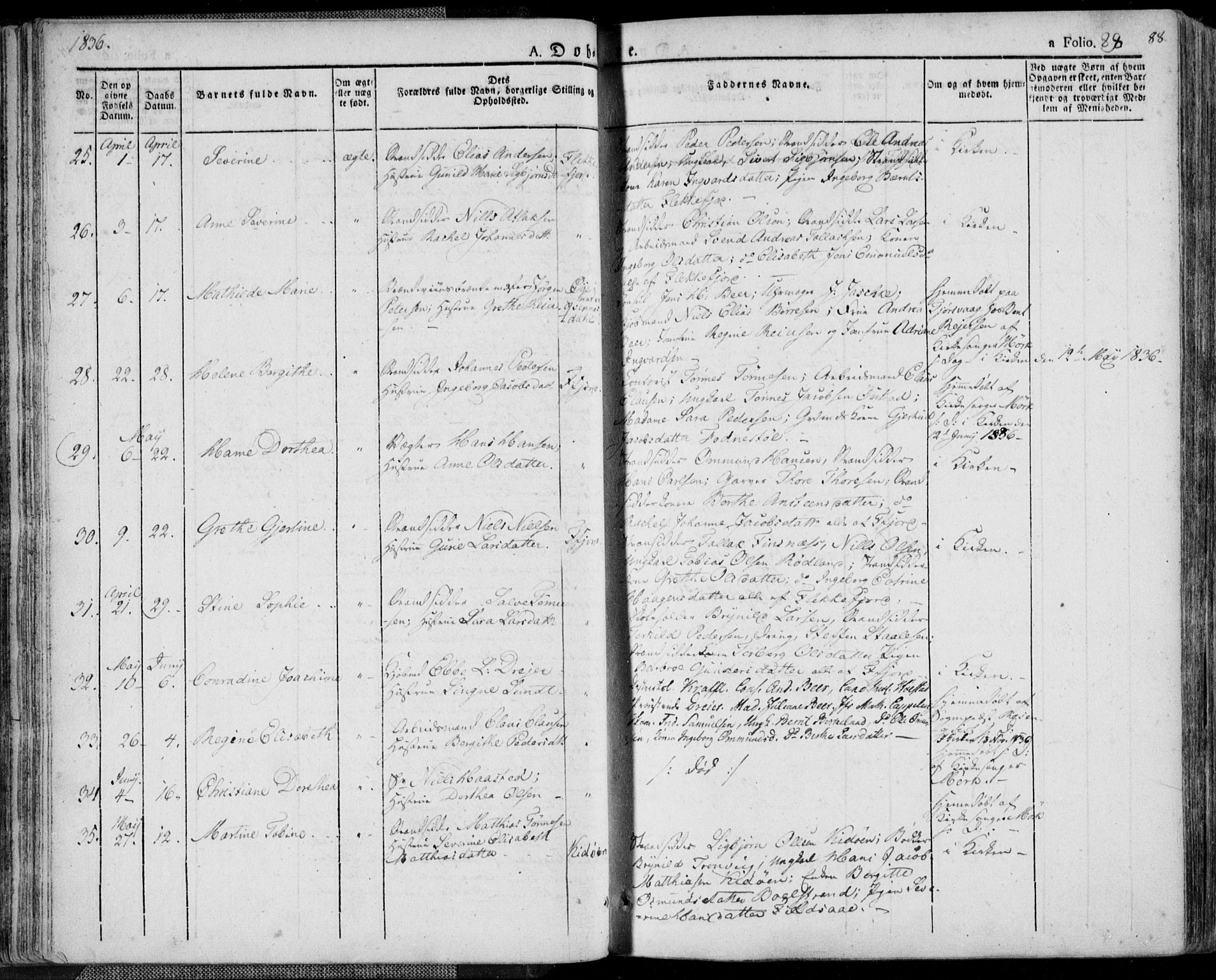 Flekkefjord sokneprestkontor, AV/SAK-1111-0012/F/Fa/Fac/L0003: Parish register (official) no. A 3, 1826-1841, p. 88