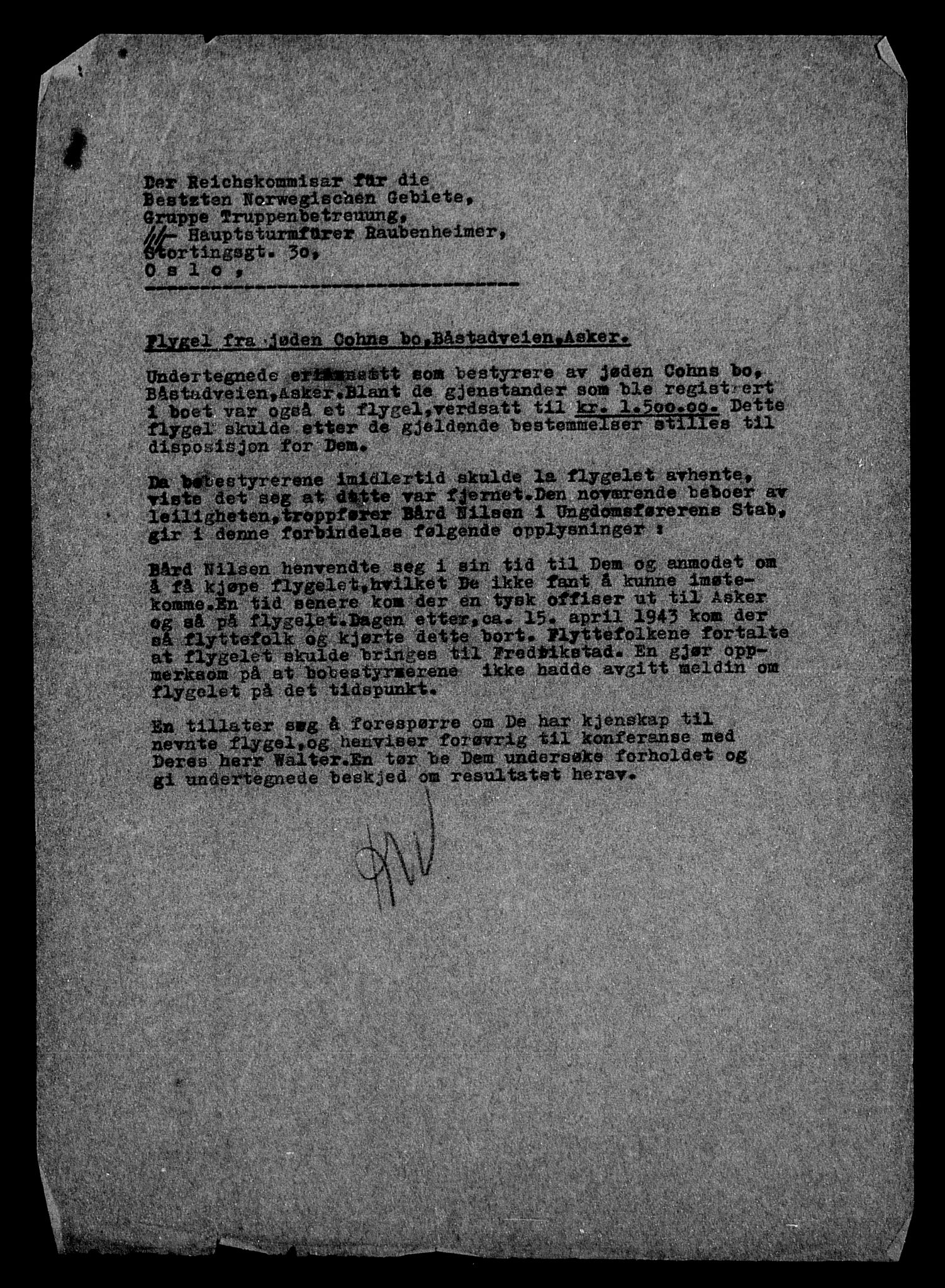 Justisdepartementet, Tilbakeføringskontoret for inndratte formuer, AV/RA-S-1564/H/Hc/Hcc/L0928: --, 1945-1947, p. 467