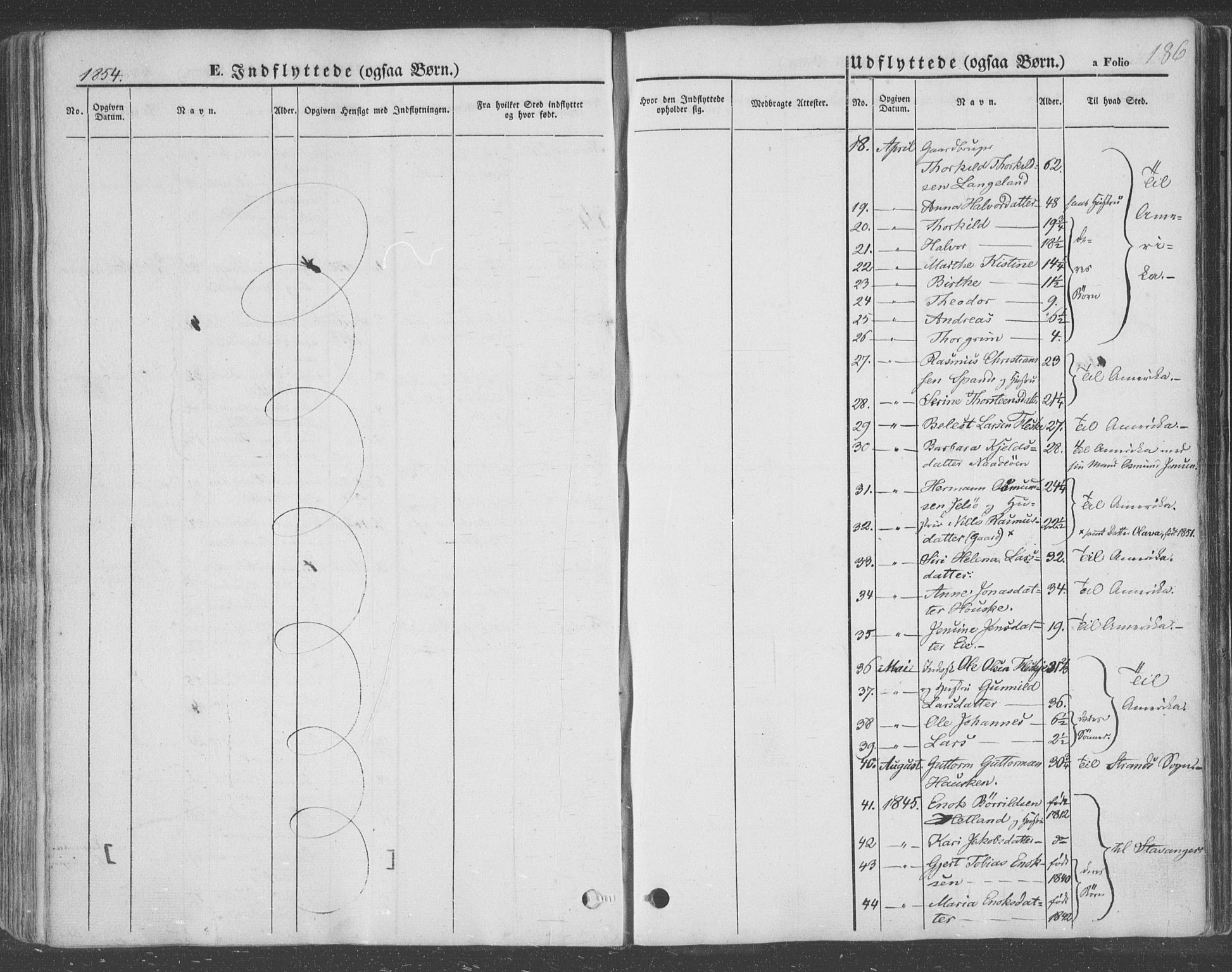 Finnøy sokneprestkontor, SAST/A-101825/H/Ha/Haa/L0007: Parish register (official) no. A 7, 1847-1862, p. 186