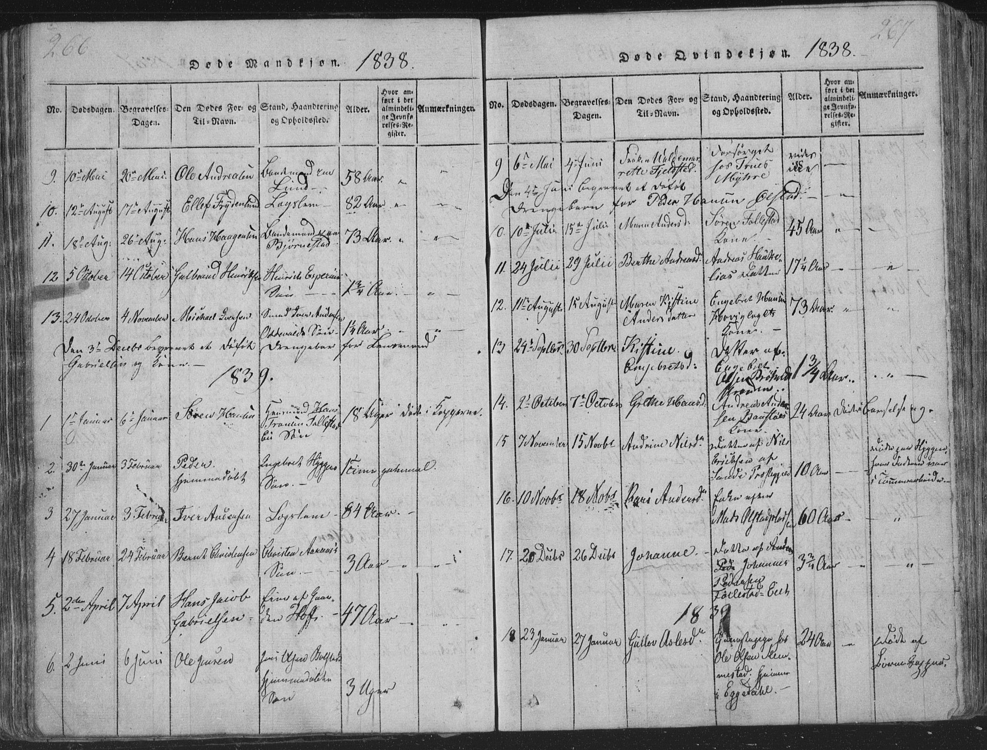 Røyken kirkebøker, SAKO/A-241/G/Ga/L0003: Parish register (copy) no. 3, 1814-1856, p. 266-267