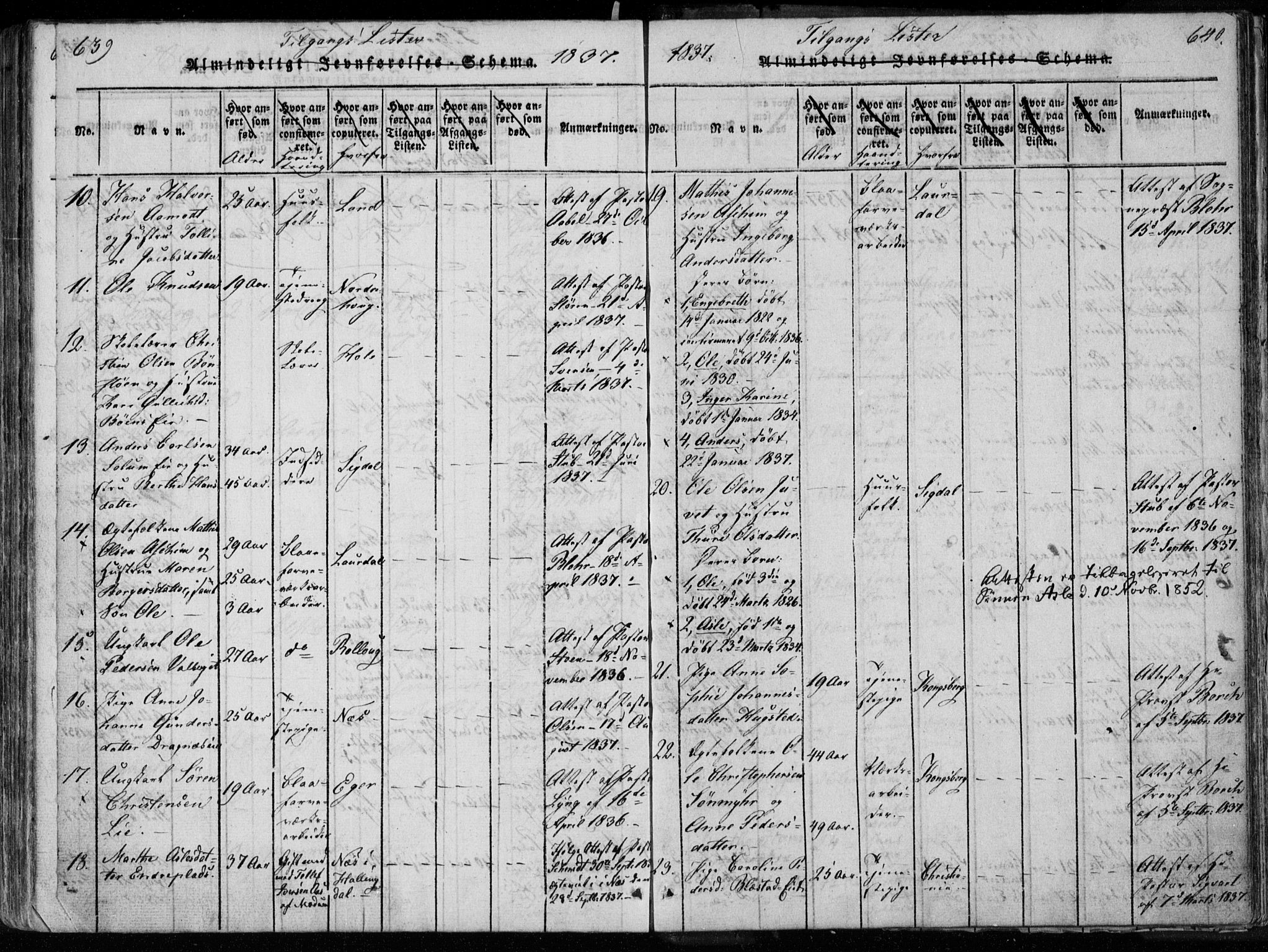 Modum kirkebøker, AV/SAKO-A-234/F/Fa/L0005: Parish register (official) no. 5, 1824-1841, p. 639-640