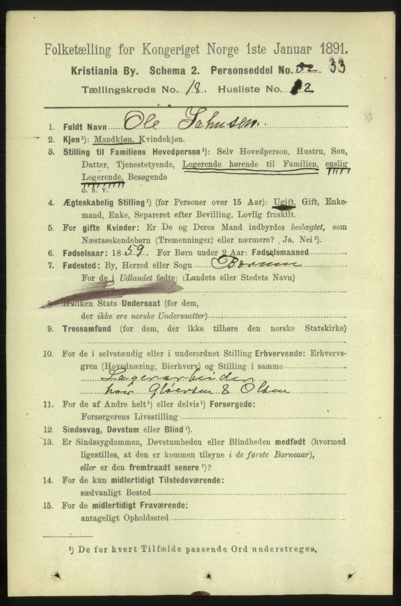 RA, 1891 census for 0301 Kristiania, 1891, p. 9210