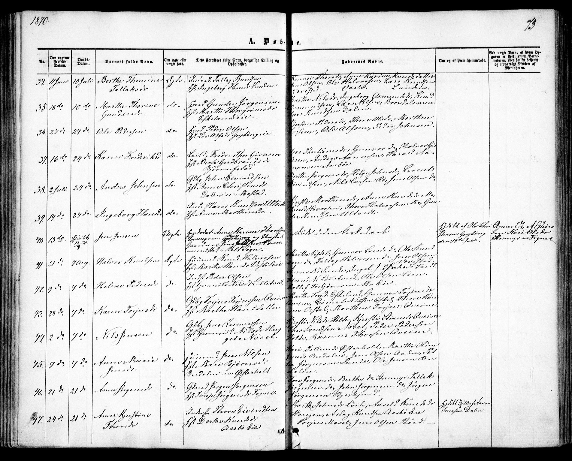Gjerstad sokneprestkontor, SAK/1111-0014/F/Fa/Faa/L0007: Parish register (official) no. A 7, 1858-1875, p. 73