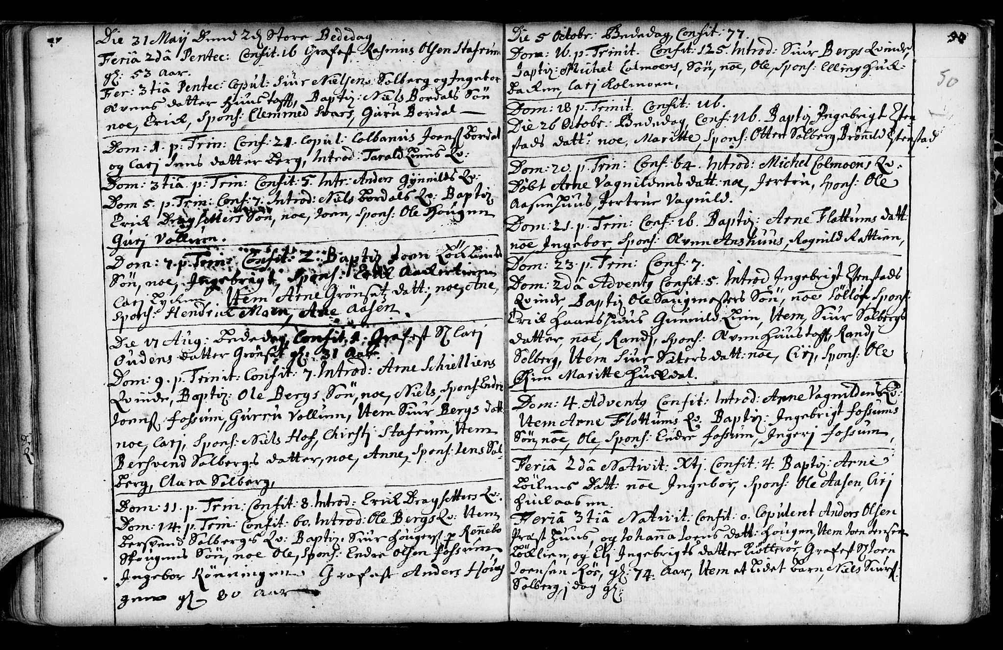 Ministerialprotokoller, klokkerbøker og fødselsregistre - Sør-Trøndelag, SAT/A-1456/689/L1036: Parish register (official) no. 689A01, 1696-1746, p. 50