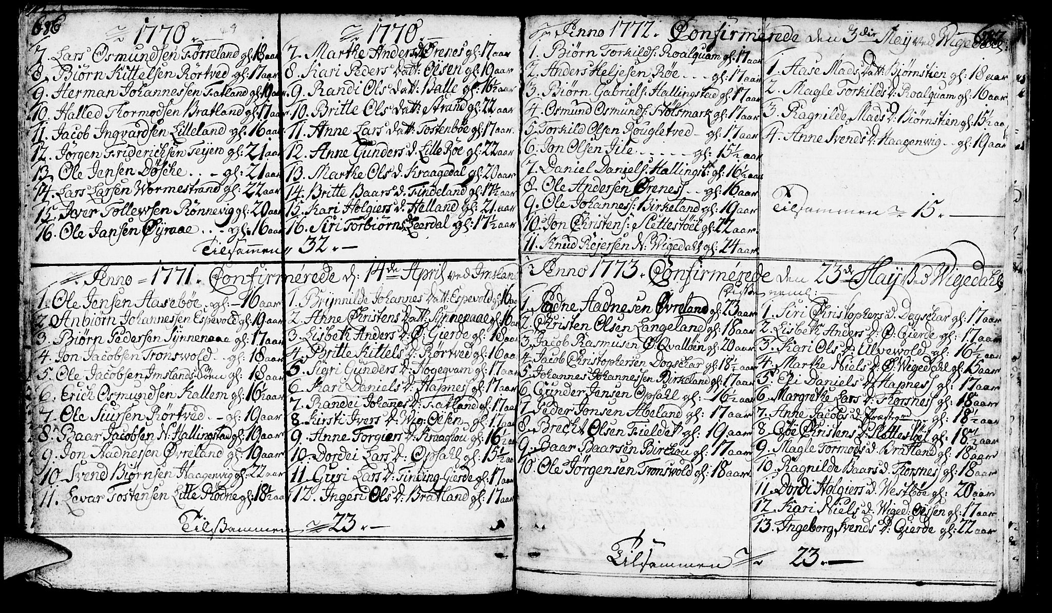 Vikedal sokneprestkontor, AV/SAST-A-101840/01/IV: Parish register (official) no. A 1, 1737-1778, p. 686-687