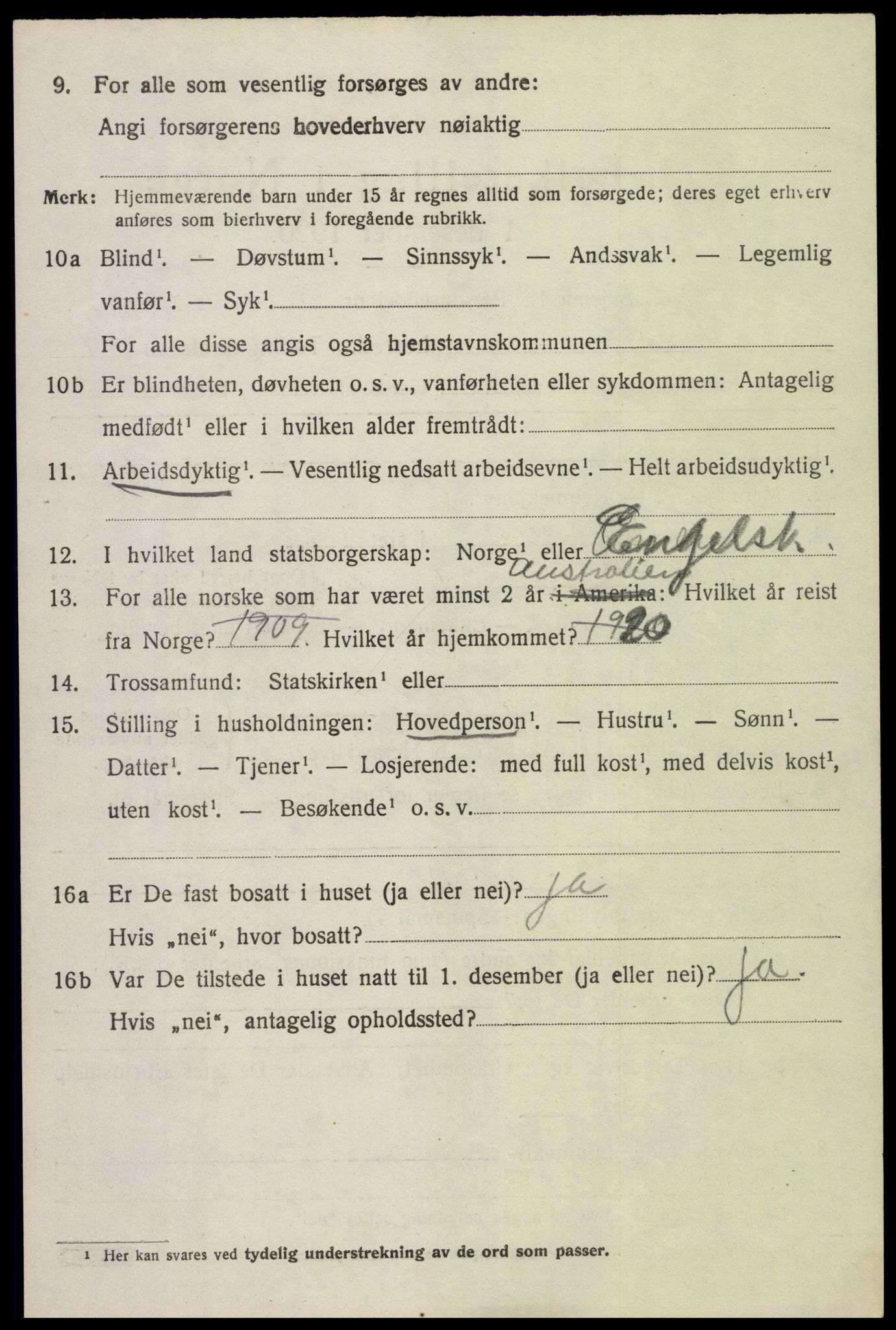 SAK, 1920 census for Øyestad, 1920, p. 9423